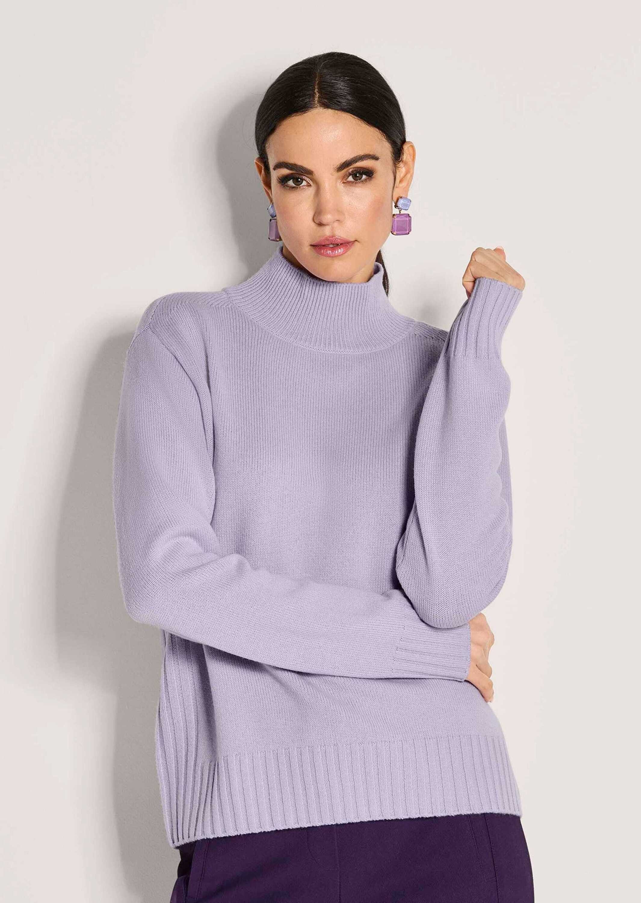 MADELEINE Strickpullover Stilvoller Kaschmirpullover mit Stehkragen Glattst günstig online kaufen