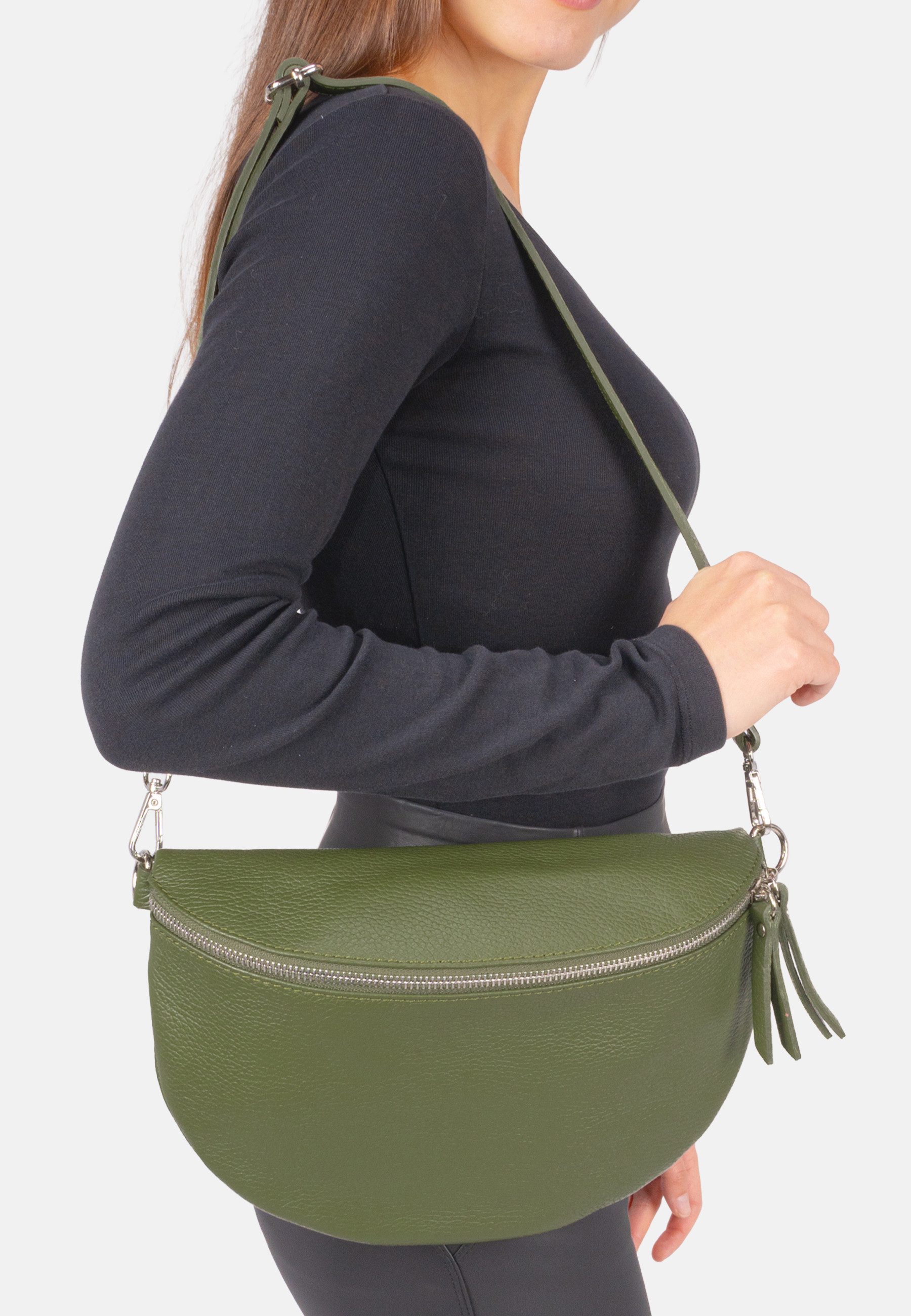 Seasons of April Gürteltasche Crossbody Bag Jaime, Große Schultertasche Umhängetasche aus 100% Leder mit breitem Gurt