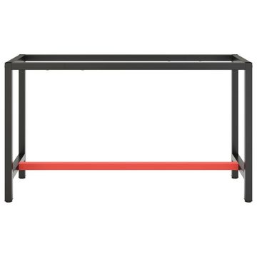 vidaXL Tischbein Werkbankgestell Mattschwarz und Mattrot 140x50x79 cm Metall