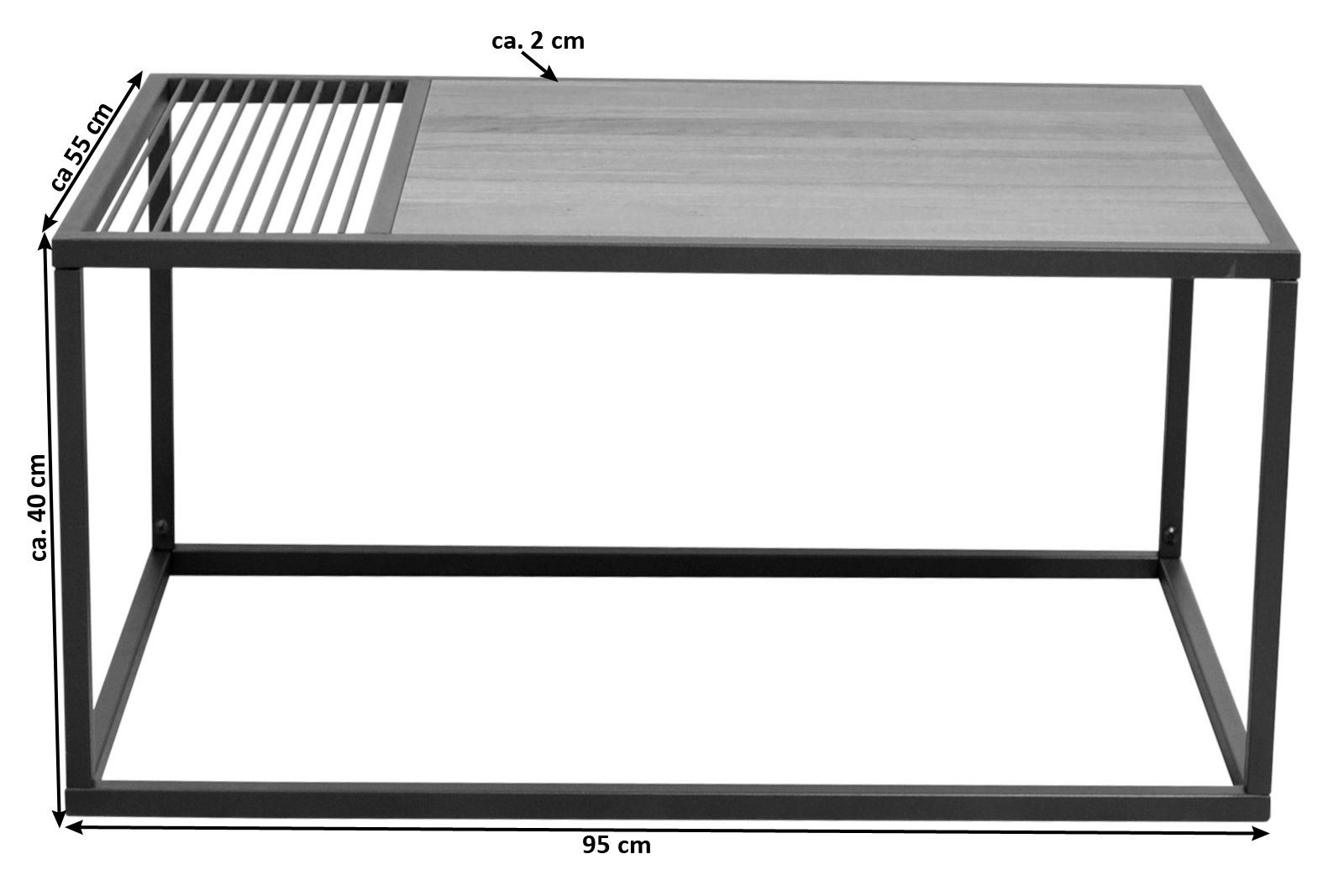 Eichenholz, SAM® geölt, mit massives schwarzem Gestell Butia, Couchtisch