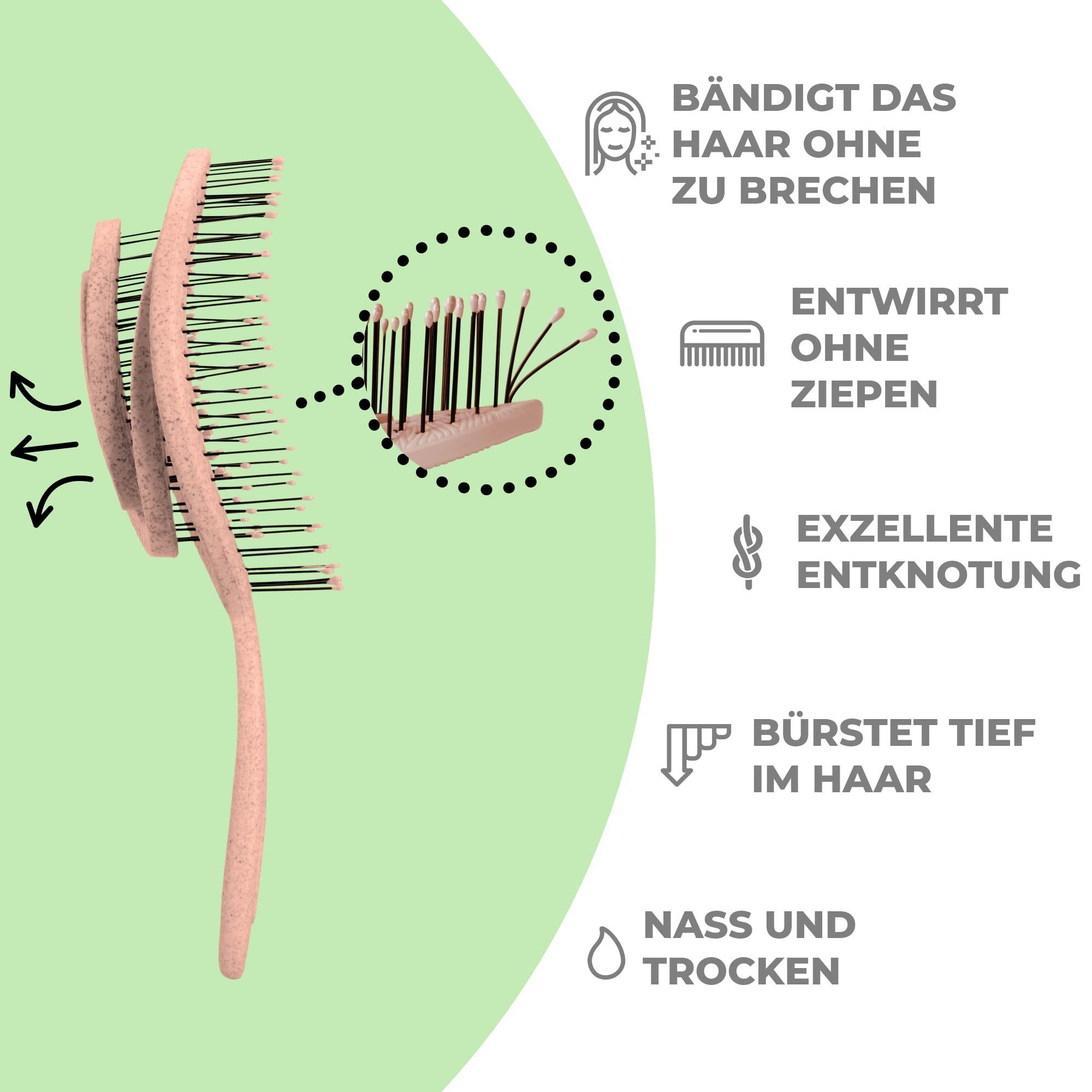 ohne & Haarbürste - Kinder Entwirrbürste Ziepen Bio-Haarbürste Ninabella Damen, Herren für