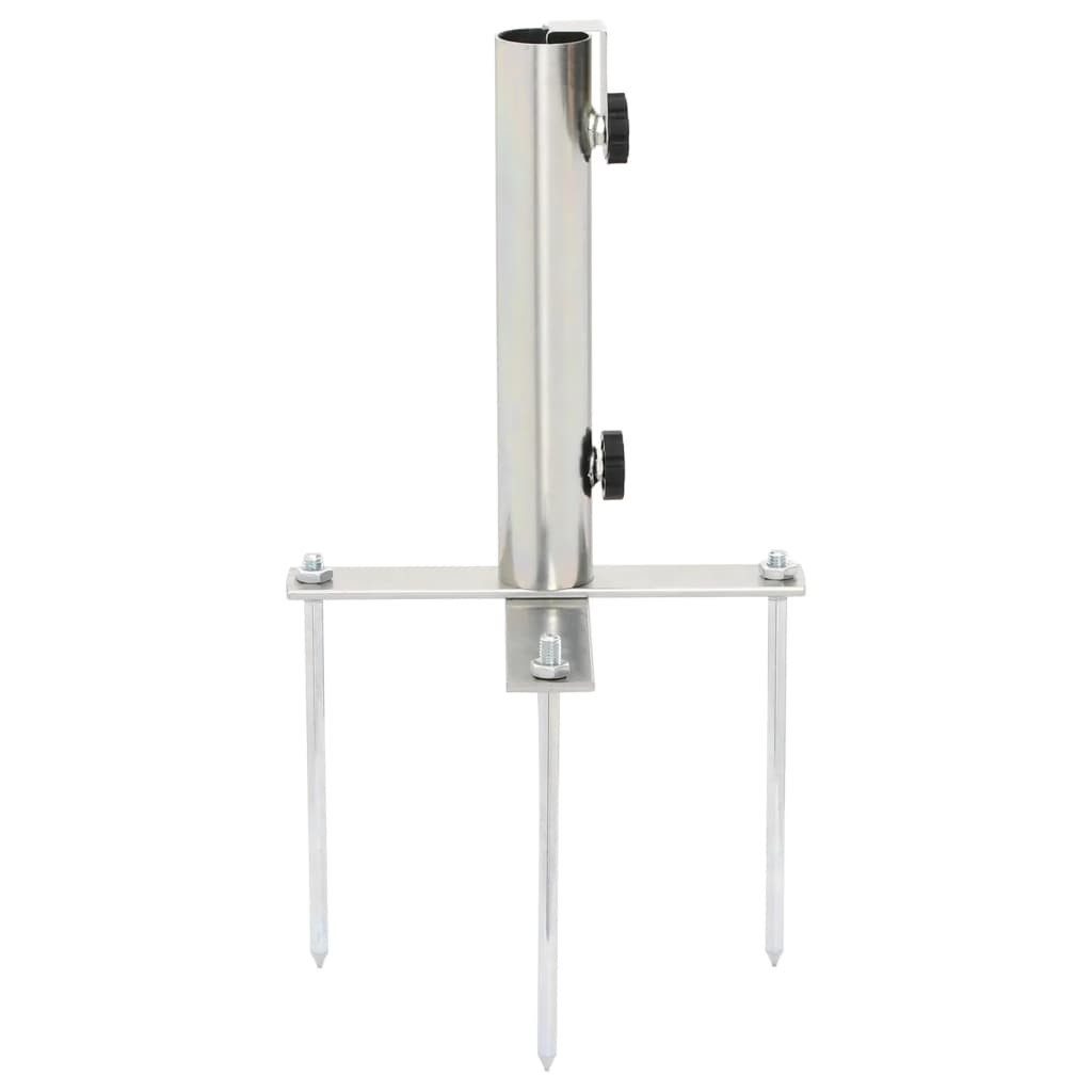 vidaXL Schirmhalter Sonnenschirmständer mit Erdspießen für Ø32-38 mm Silbern Stahl