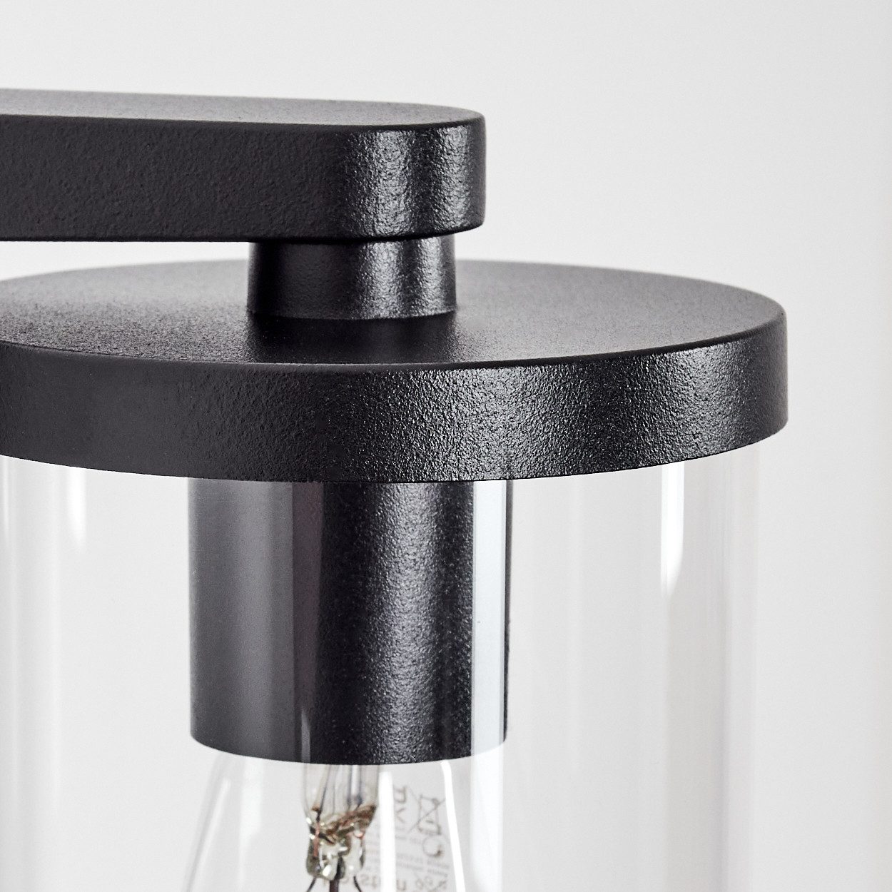 hofstein Außen-Wandleuchte Außenwandlampe mit Bewegungsmelder aus Metall/Glas in Schwarz/Klar, ohne Leuchtmittel, Wandleuchte außen abwärts im modernen Retro/Vintage-Design, E27, IP44