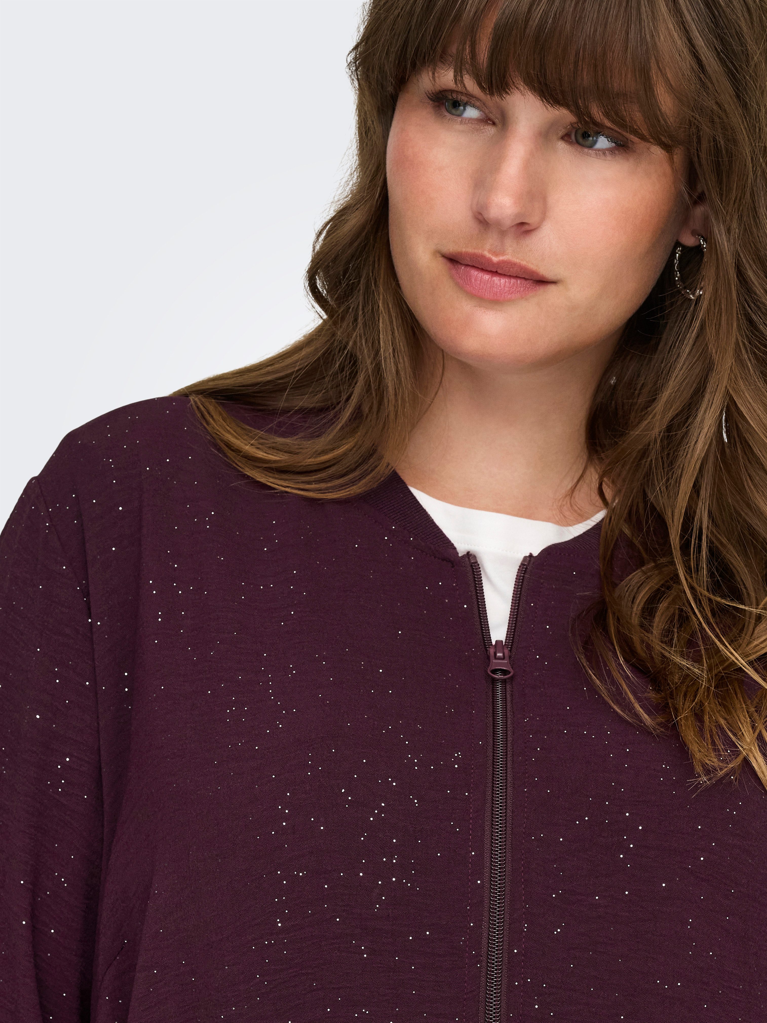 ONLY CARMAKOMA Blouson CARJOSEE METTA LIFE LS BOMBER WVN mit Glitzer Effekt