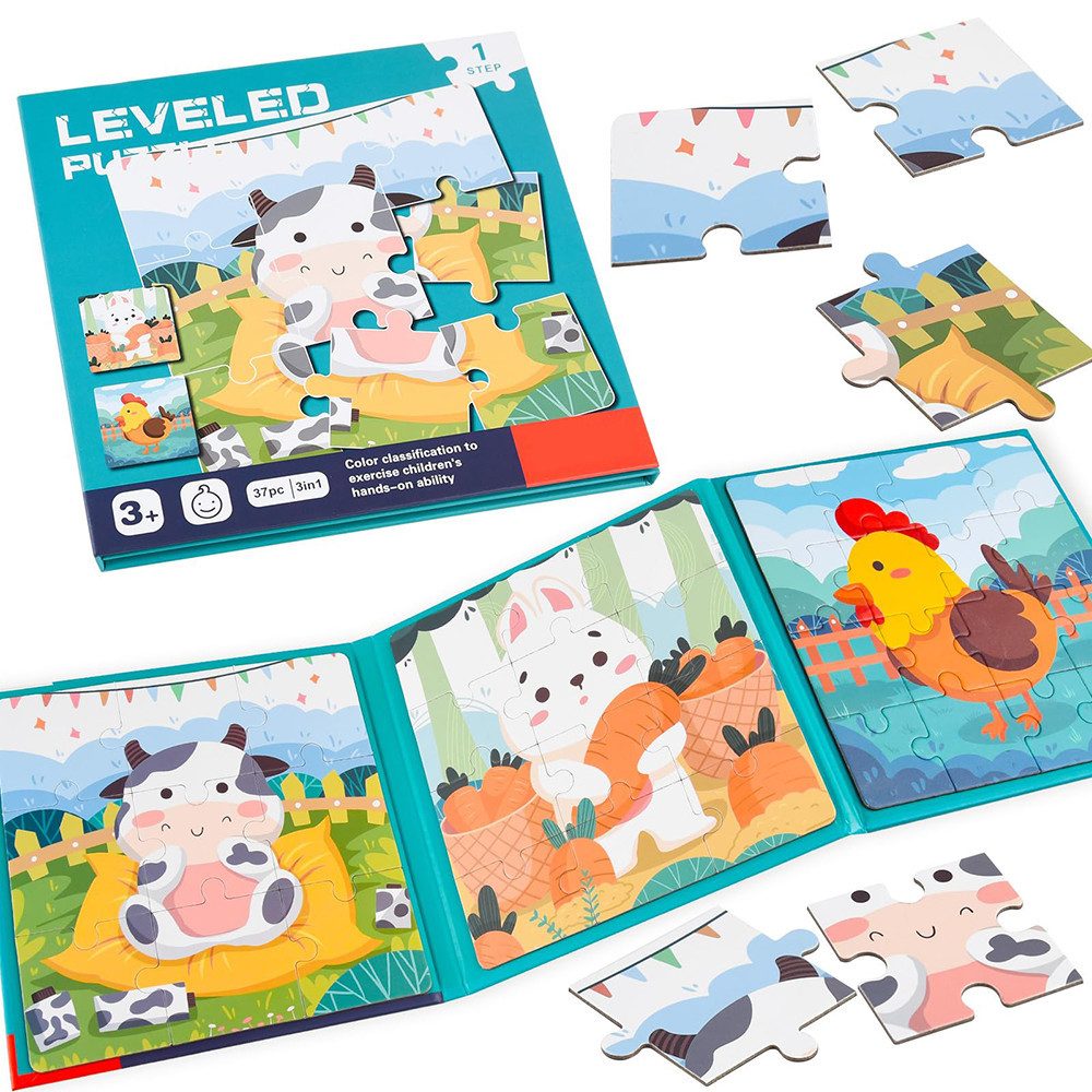 CLTYQ Головоломки Magnetische Пазлы für Kinder, 25-30-42 Teile Kinderpuzzle ab 3 Jahre, Пазлыteile, Beschäftigung für Kinder im Autofahrt Flugzeug, Geschenke