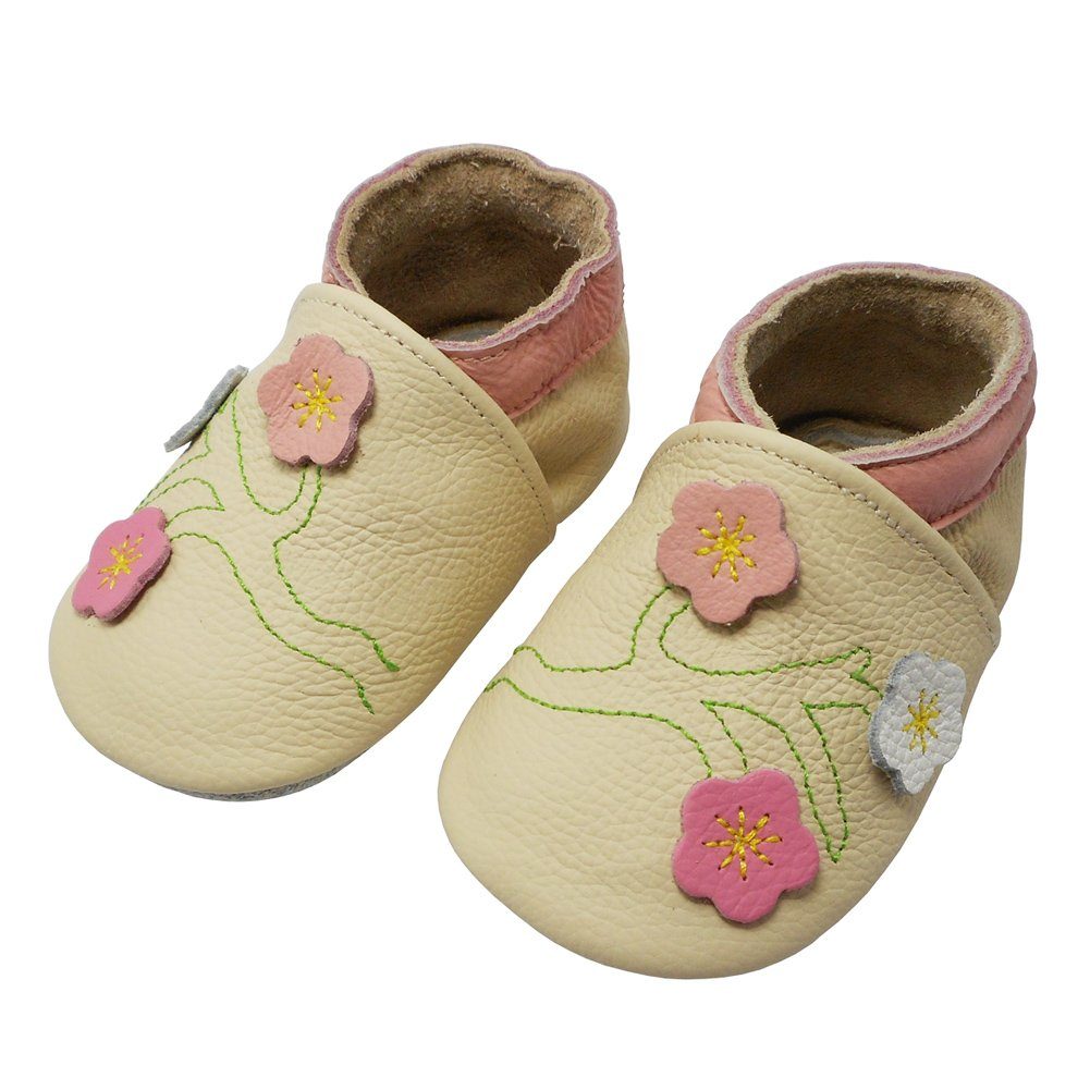 Baby Mädchen Krabbelschuhe Weiche Leder Lauflernschuhe Hausschuhe Blumen EU18-27 