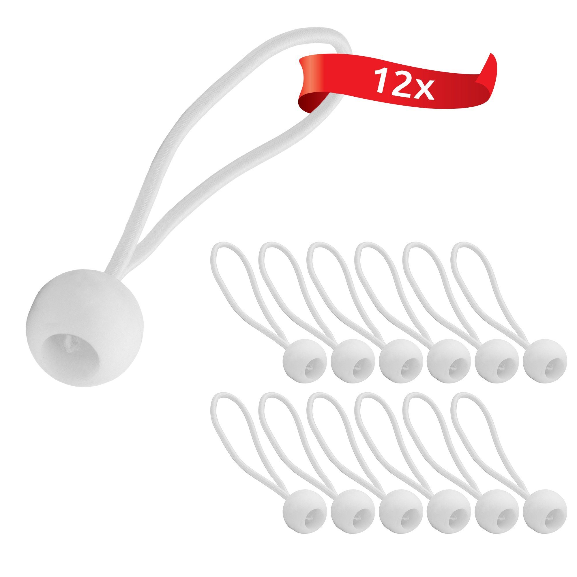 ECENCE Spanngurt 12x Spann-Gummi mit Kugel Weiss Planenspanner (12-St)