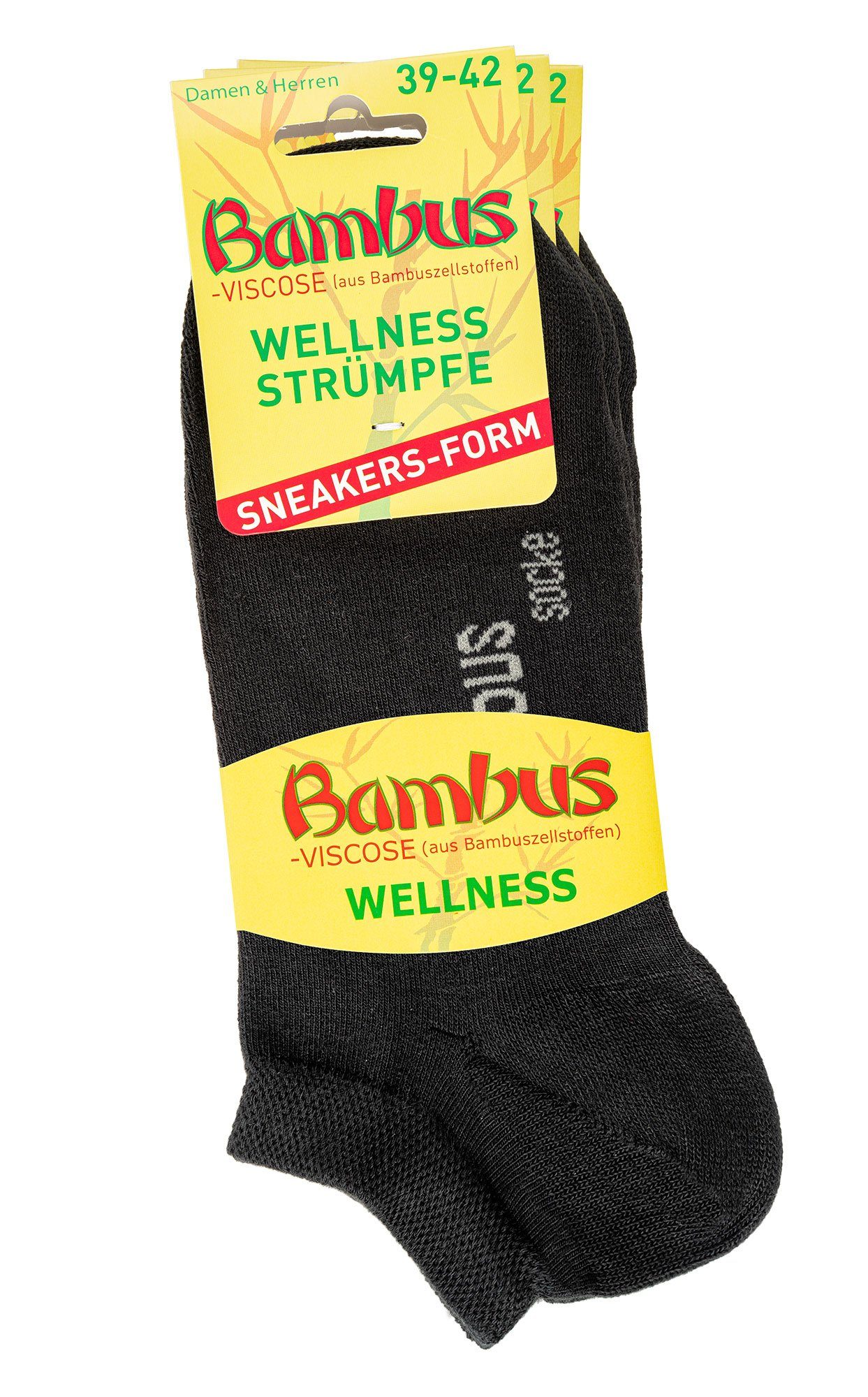 3 Paar) schwarz antibakteriell 3-Paar, Sneakersocken Sneaker Wowerat Bambus (Set,