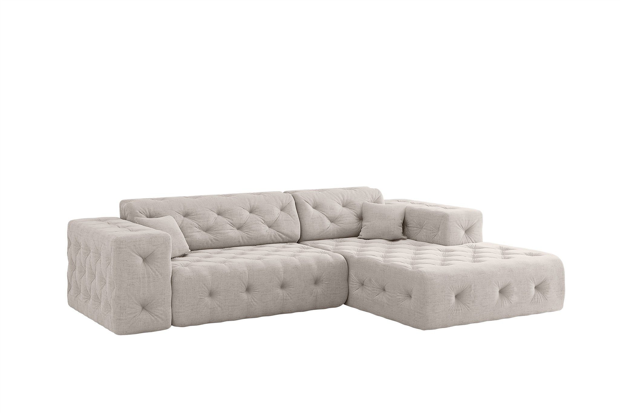 Fun Möbel Ecksofa Designersofa CHANTAL mit Ottomane in Stoff Moly, inkl. 2 Zierkissen, Ottomane Links oder Rechts
