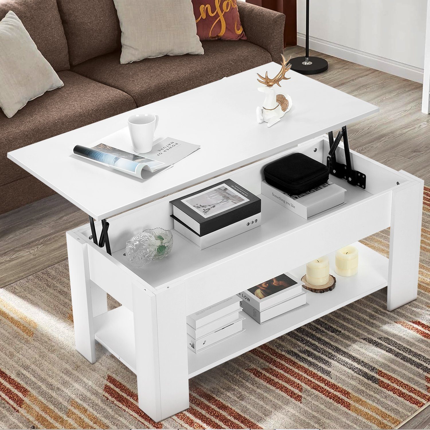 WILGOON Couchtisch Höhenverstellbarer Kaffeetisch 100 x günstig online kaufen
