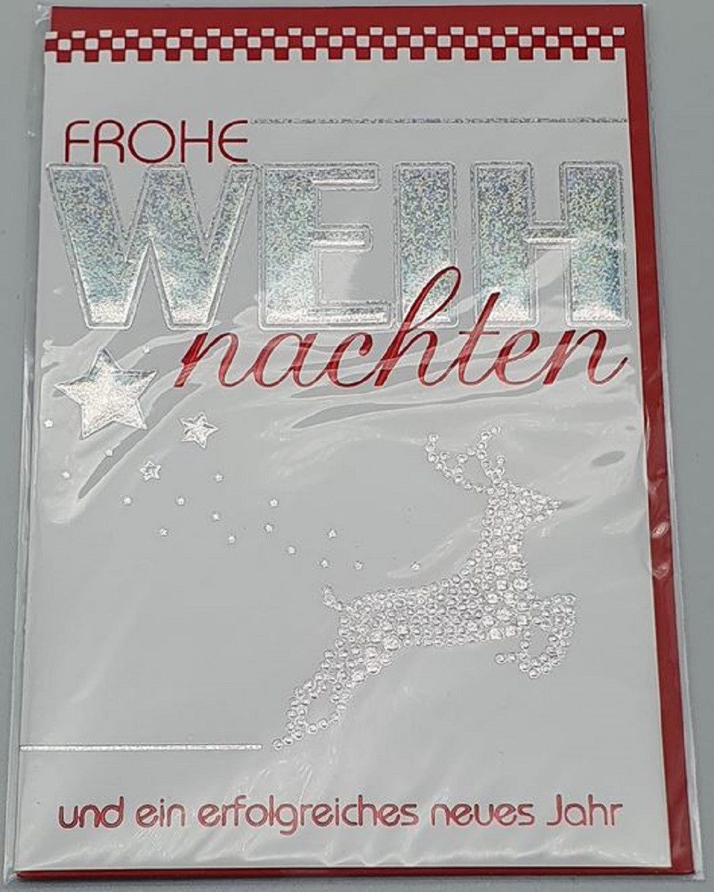 HOME FASHION Grußkarten Weihnachtskarten, Silber, Reh - Glückwunschkarte, Neues Jahr, Karten, Hirsch Motiv als Ideal als Geschenk