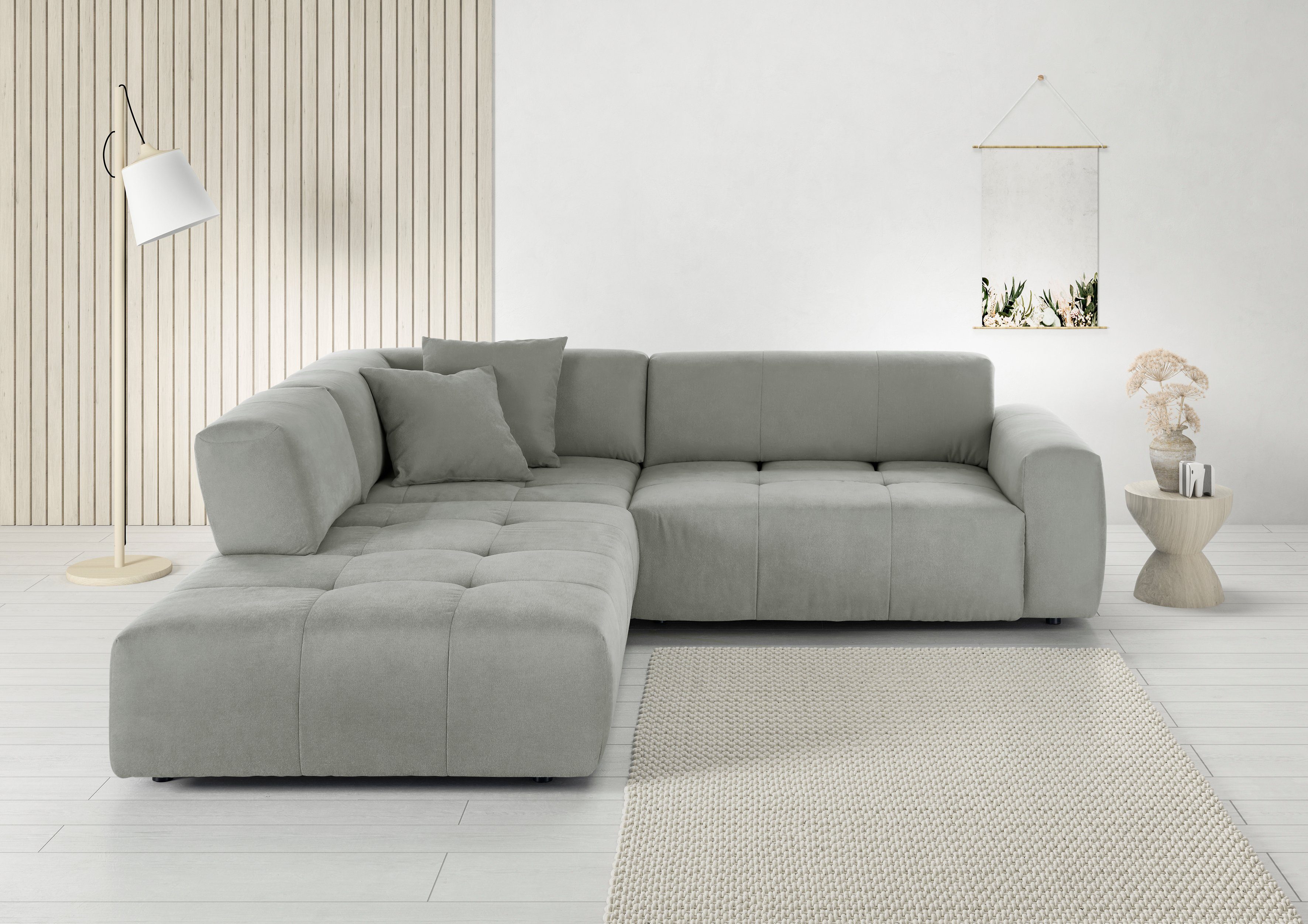 3C Candy Ecksofa Yoshy Komfortsofa, bequem und modern, hochwertige Verarbeitungsdetails, Zwei verschiedene Sitztiefen durch verstellbare Rückenlehne, L-Form