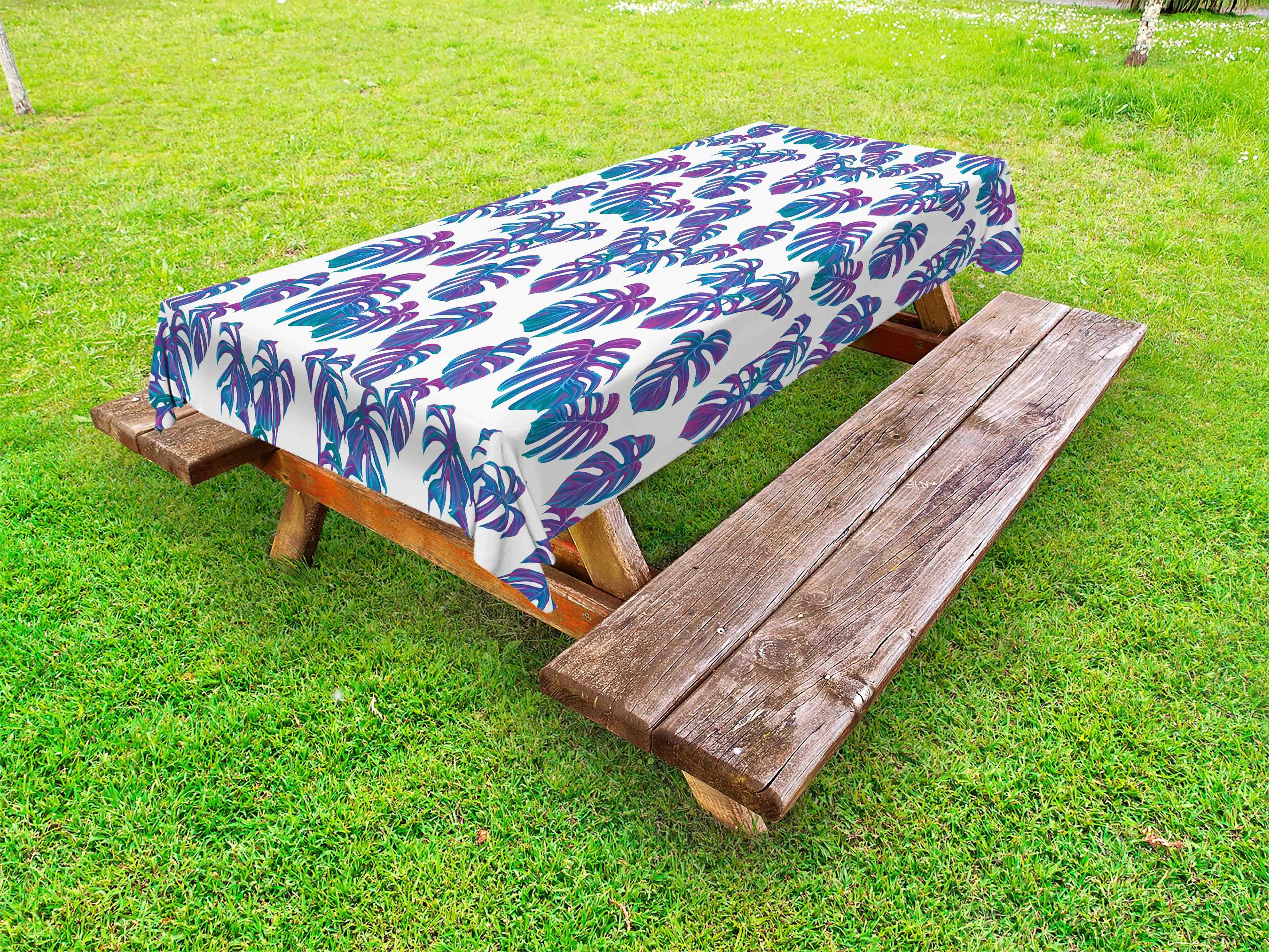 Abakuhaus Tischdecke dekorative waschbare Blattmotive Tropic Picknick-Tischdecke, Hawaii-Farben
