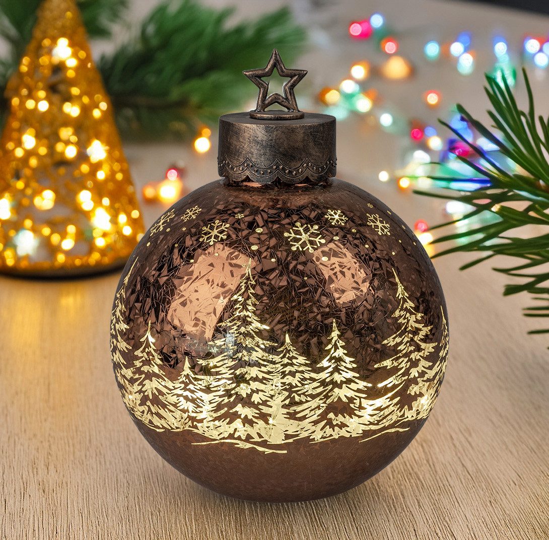 formano LED Dekolicht Deko-Kugel Frosty Braun 35cm mit LED Timer Weihnachte günstig online kaufen
