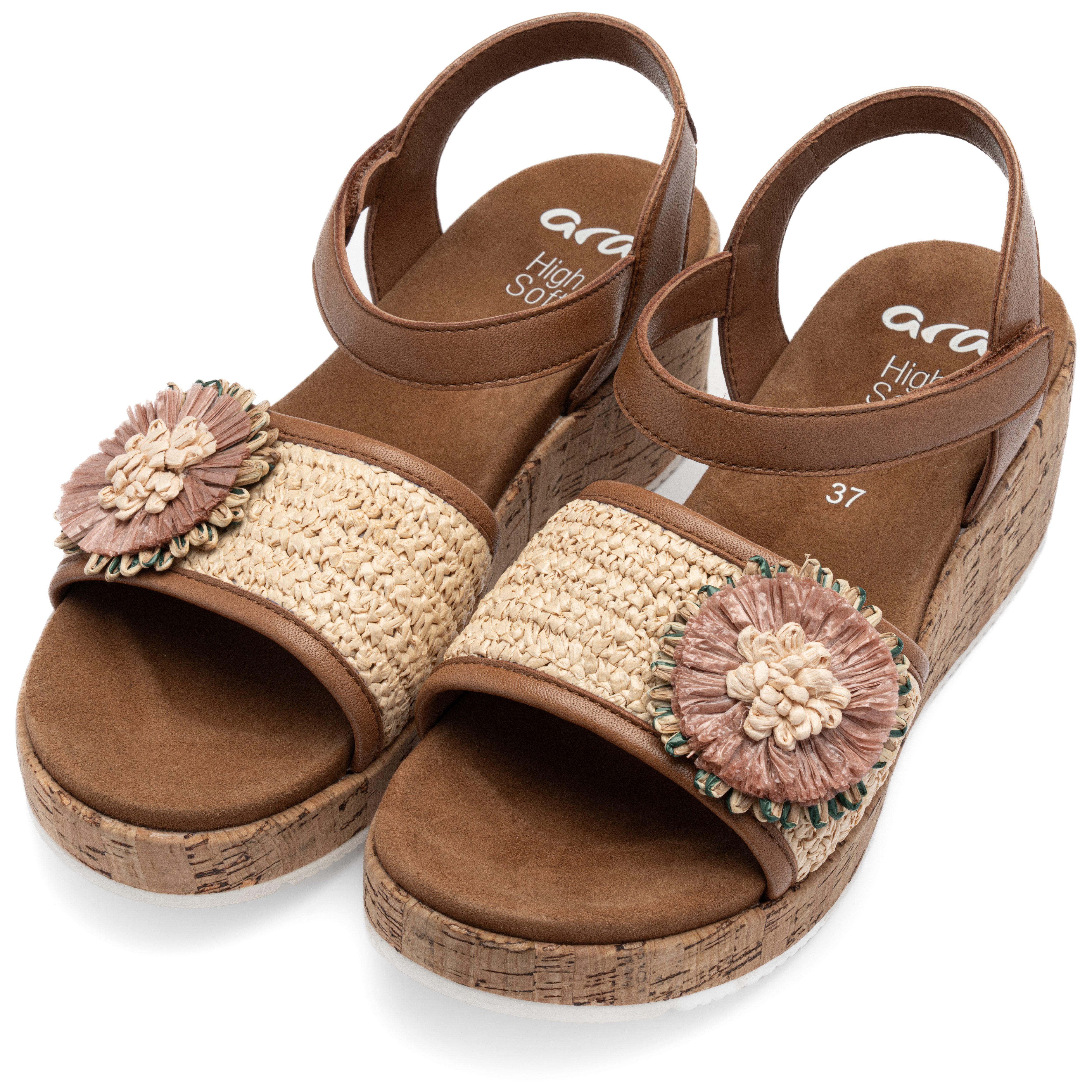 Ara RIMINI Keilsandalette Plateau, Riemchensandale, Sommerschuh mit schöner Blüte, G-Weite