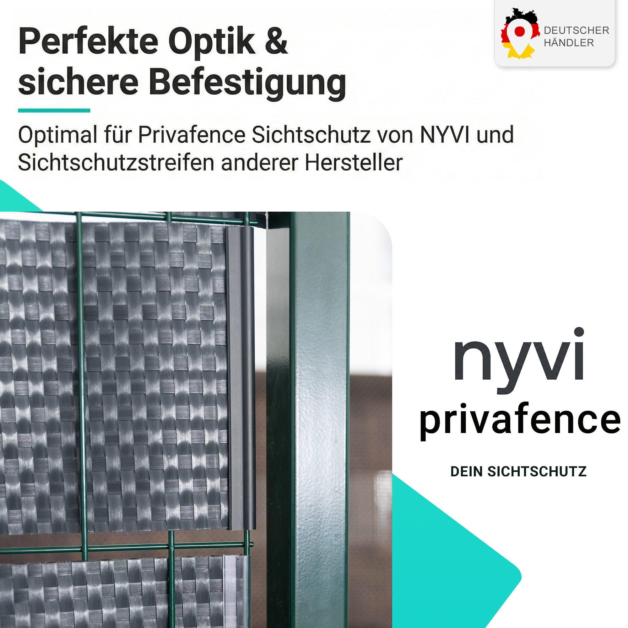 NYVI Sichtschutzstreifen Befestigungsclips für Sichtschutzstreifen - 20 Stück - Garten & Zaun, (20-St), Klemmschiene für Sichtschutz - Länge 19cm Breite 15mm Ø 7,9mm
