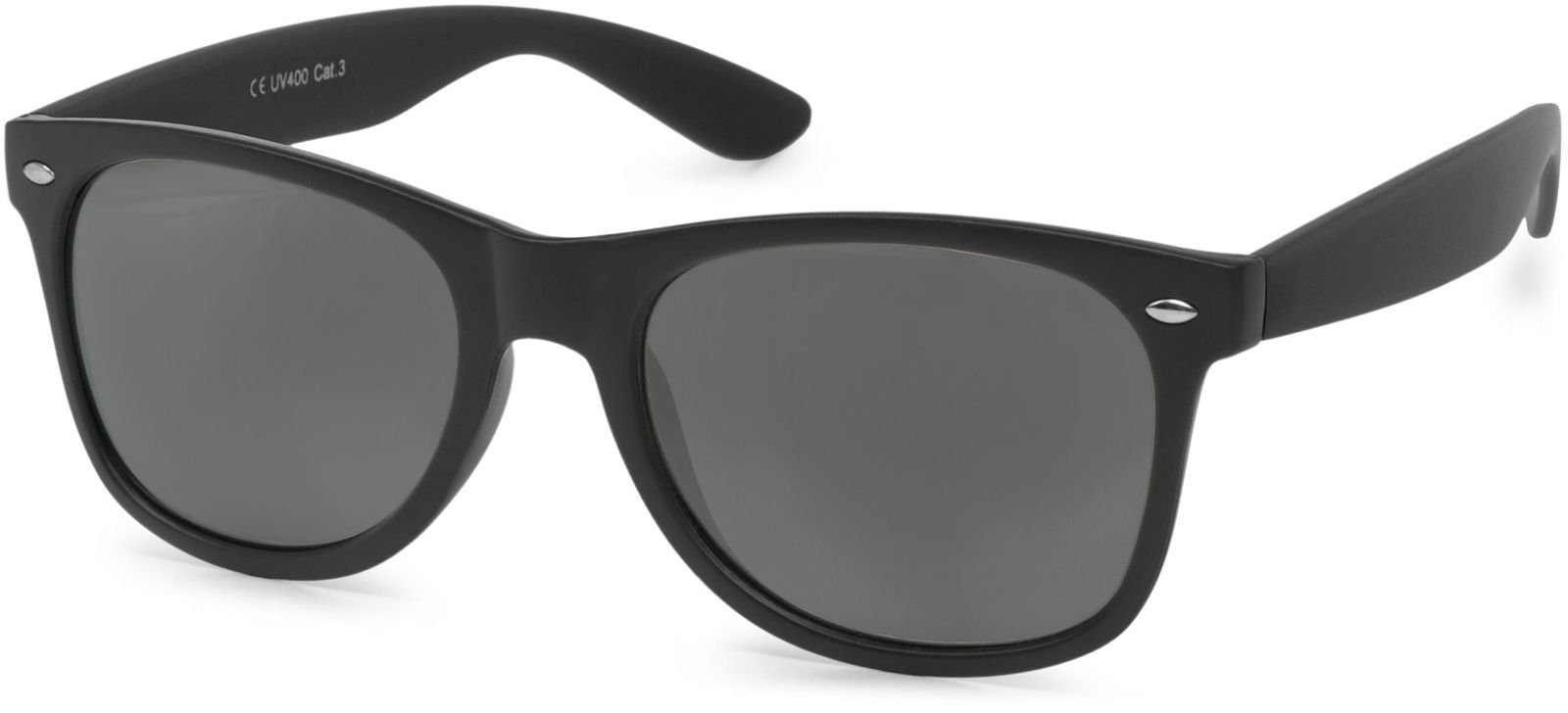 styleBREAKER Sonnenbrille (1-St) Getönt Gestell Schwarz glanz / Glas Dunkelgrau