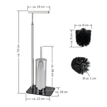 bremermann WC-Garnitur Stand-WC-Garnitur 2in1, WC-Bürste, Rollenhalter, Edelstahl Glassockel