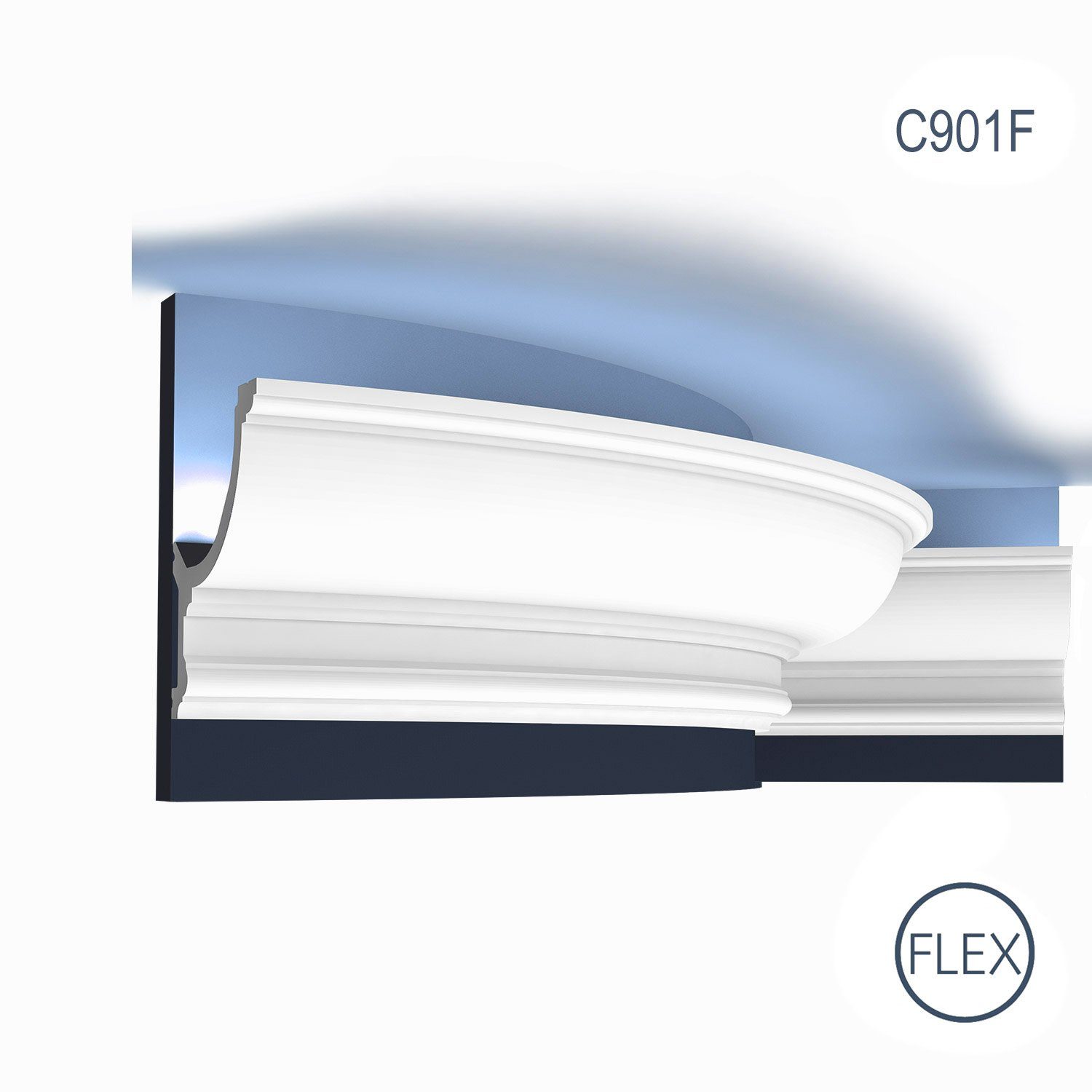 Orac Decor Flexprofil C901F (Profilleiste, 1-St., Flexible Eckleiste,  Stuckleiste, Zierleiste, 2 m), weiß, vorgrundiert, für indirekte Beleuchtung  geeignet