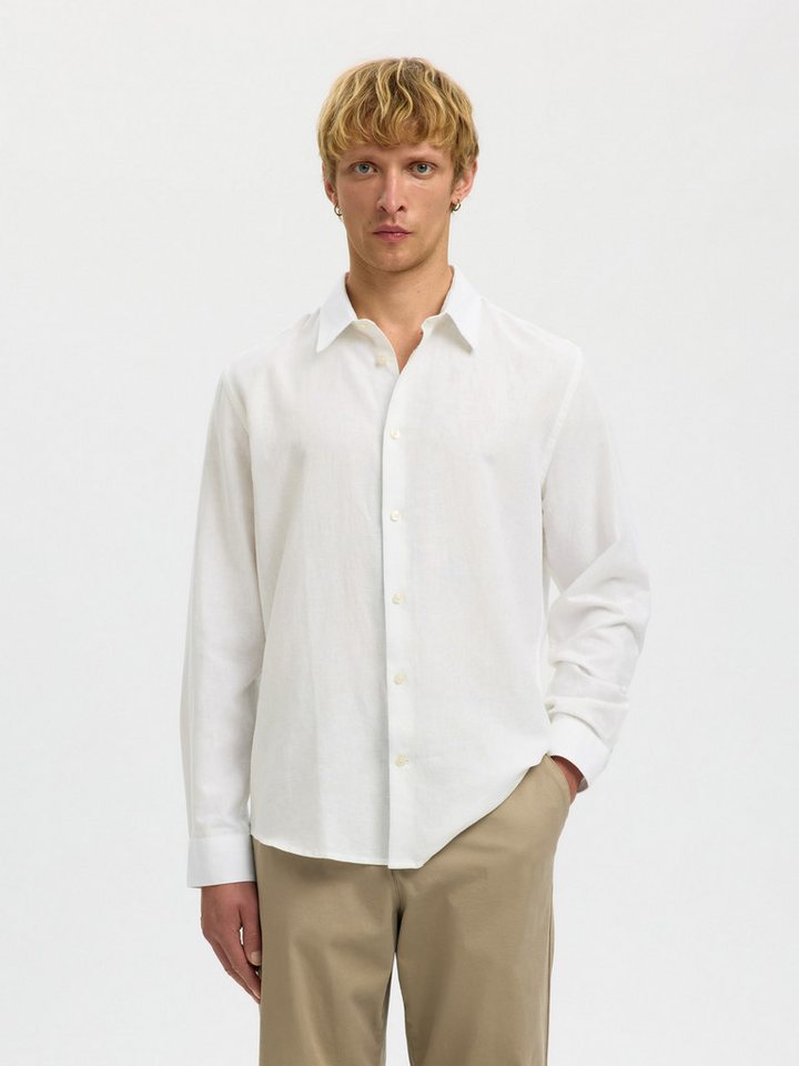 Selected Langarmhemd SLHREGCLAY LINENBLEND LS SHIRT CLA NOOS Materialmix, regular fit
