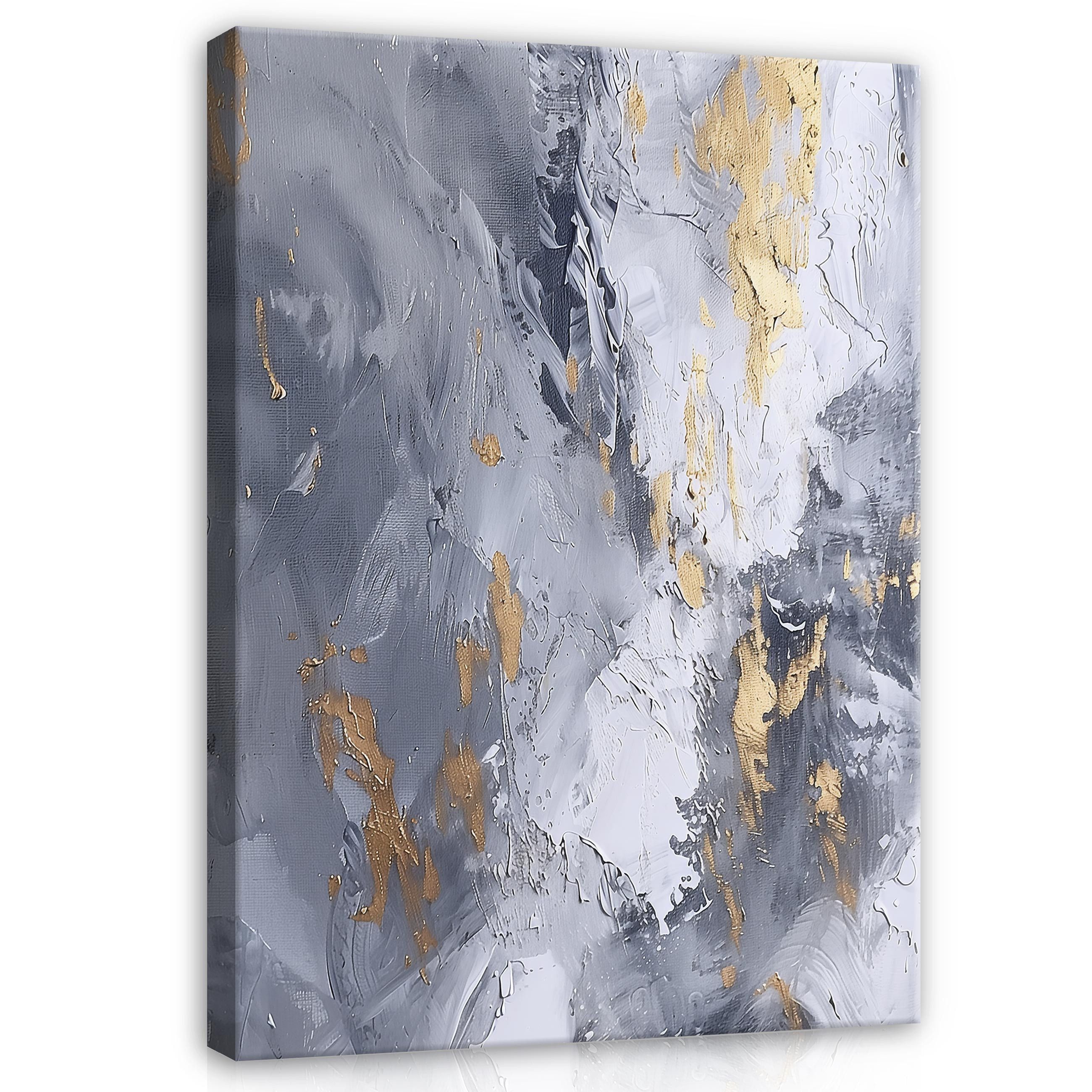 Leinwandbild Marmor Glamour Grau Gold Wandbilder XXL Wand Deko Bilder Modern