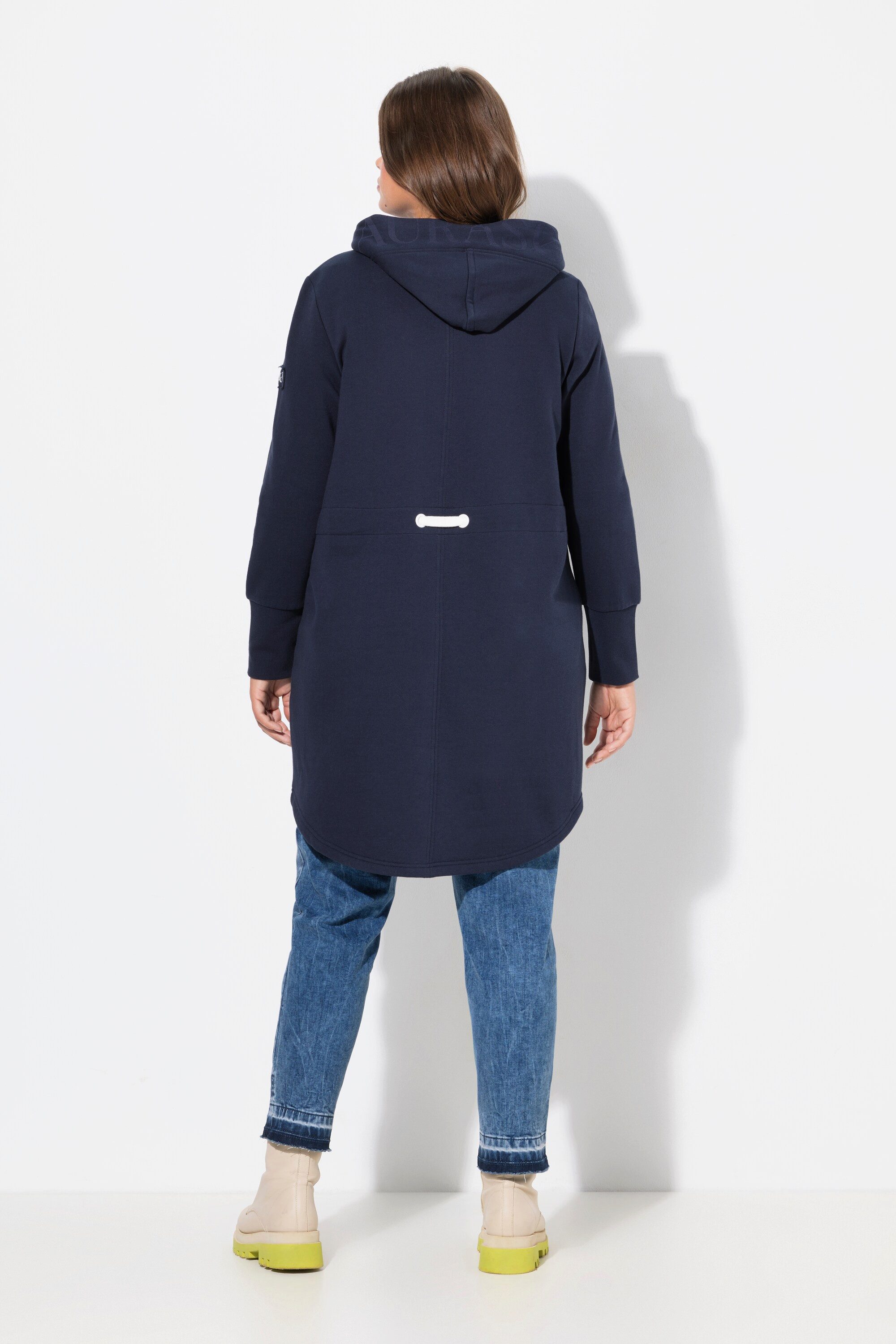 Laurasøn Sweatjacke Sweatjacke lang geschnitten Kapuze Langarm