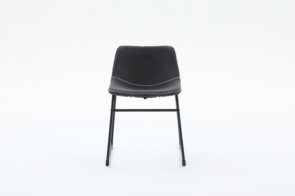 riess-ambiente Esszimmerstuhl DJANGO grau/schwarz- Cord, Metallgestell, Kontrastnähte, ohne Armlehne (Einzelartikel, 1 St), gepolsterter Stuhl - ideal für Esstisch, Schminktisch und Wohnzimmer
