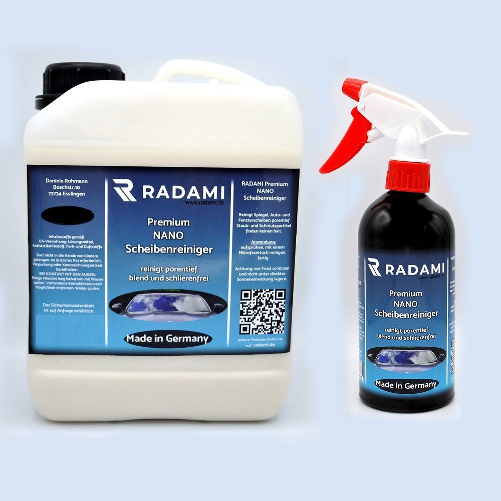 Radami Gaskocher Premium Nano Scheibenreiniger Glasreiniger 2500ml + Nachfüllflasche