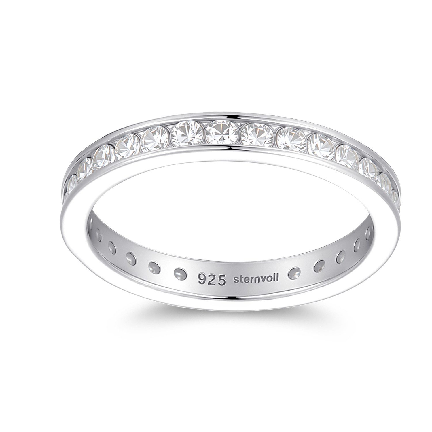 Sternvoll Fingerring Rhodinierter Eternity-Ring, Stapelring/Beisteckring