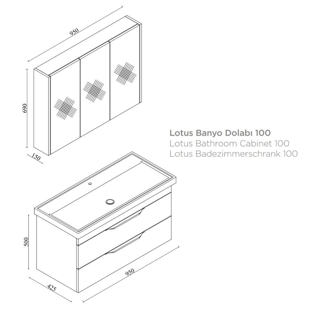 Karen Badmöbel-Set Badmöbel Set Lotus 100 cm, (Komplett-Set, Standartmäßig günstig online kaufen