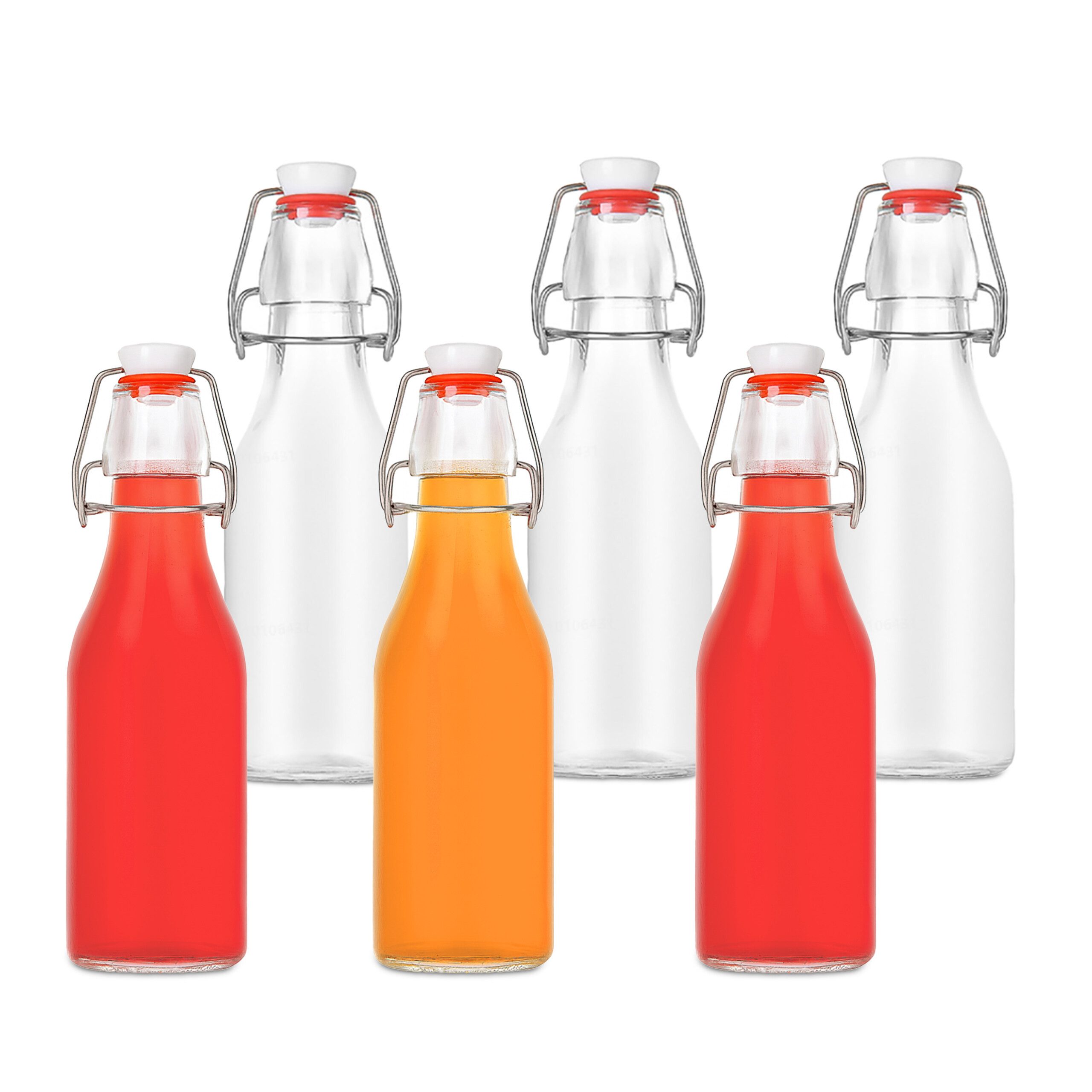 relaxdays Vorratsglas Flaschen zum Befüllen Bügelverschluss, Glas, (6er Set), 250 ml