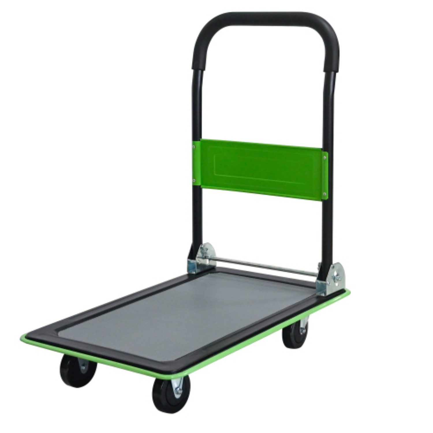 ibettertec Schubkarre Flachbettkarre, Faltbarer Schubwagen für Beladung und Lagerung, Plattformhandwagen mit 150KG Tragfähigkeit, 360-Grad-Schwenkräder