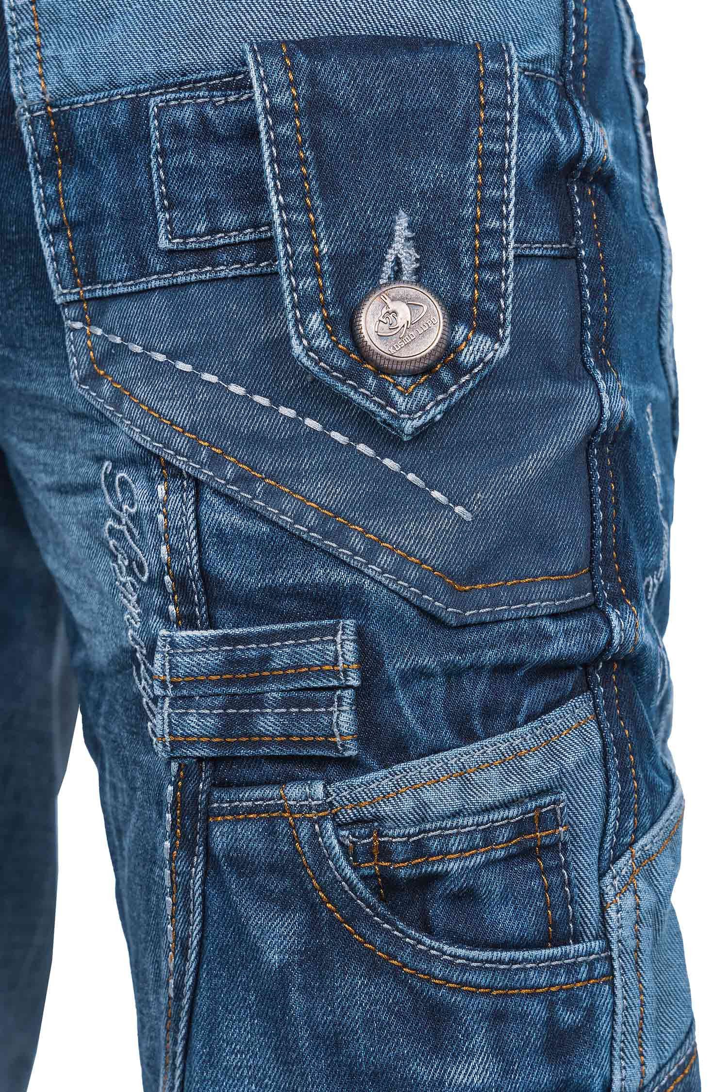 5-Pocket-Jeans Herren Regular Fit Hose Stonewashed KM001