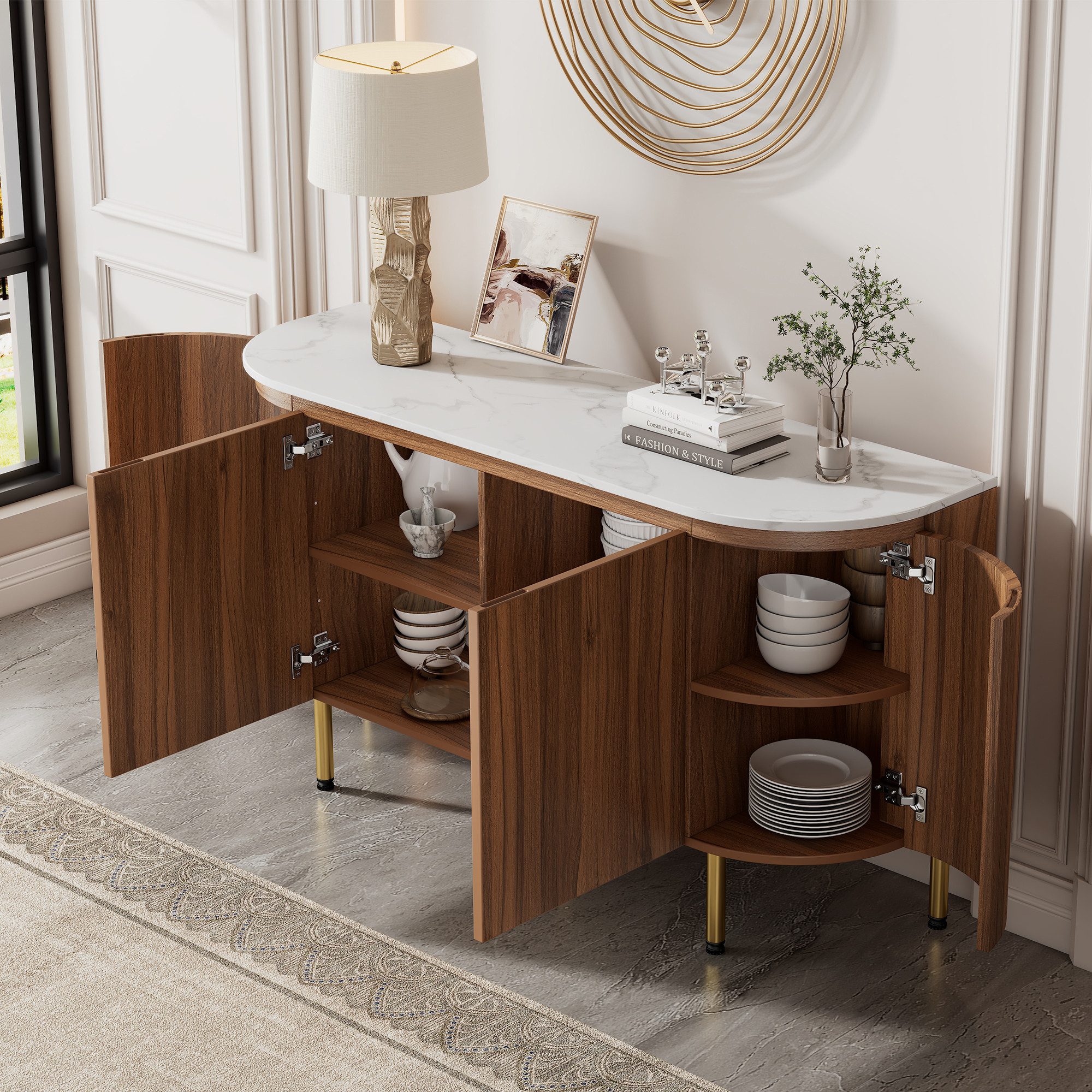 HAUSS SPOLE Sideboard Walnut Beistellschrank Wohnzimmerschrank günstig online kaufen