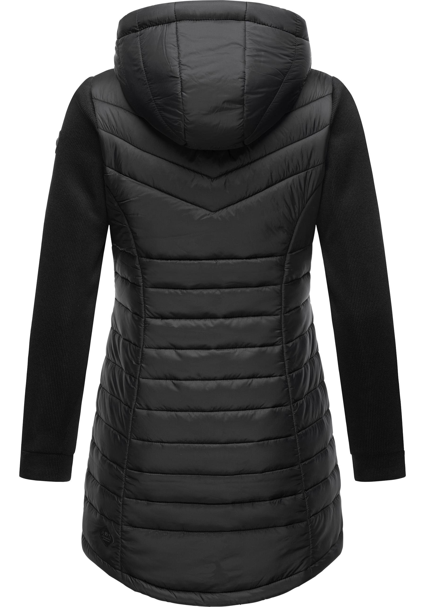 Ragwear Langjacke Sandrra Long Steppjacke aus modernem Materialmix mit Kapuze