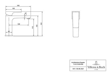 Villeroy & Boch Waschtischarmatur Architectura Square Einhebel, mit Zugstangen-Ablaufgarnitur, Standmontage - Chrom