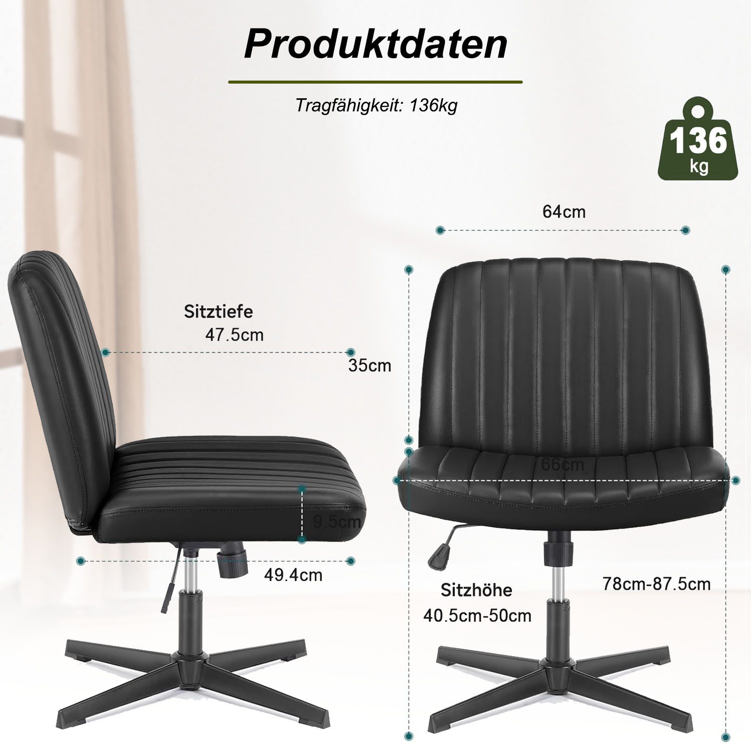 Refined Living Bürostuhl Schreibtischstuhl mit gekreuzten Beinen günstig online kaufen