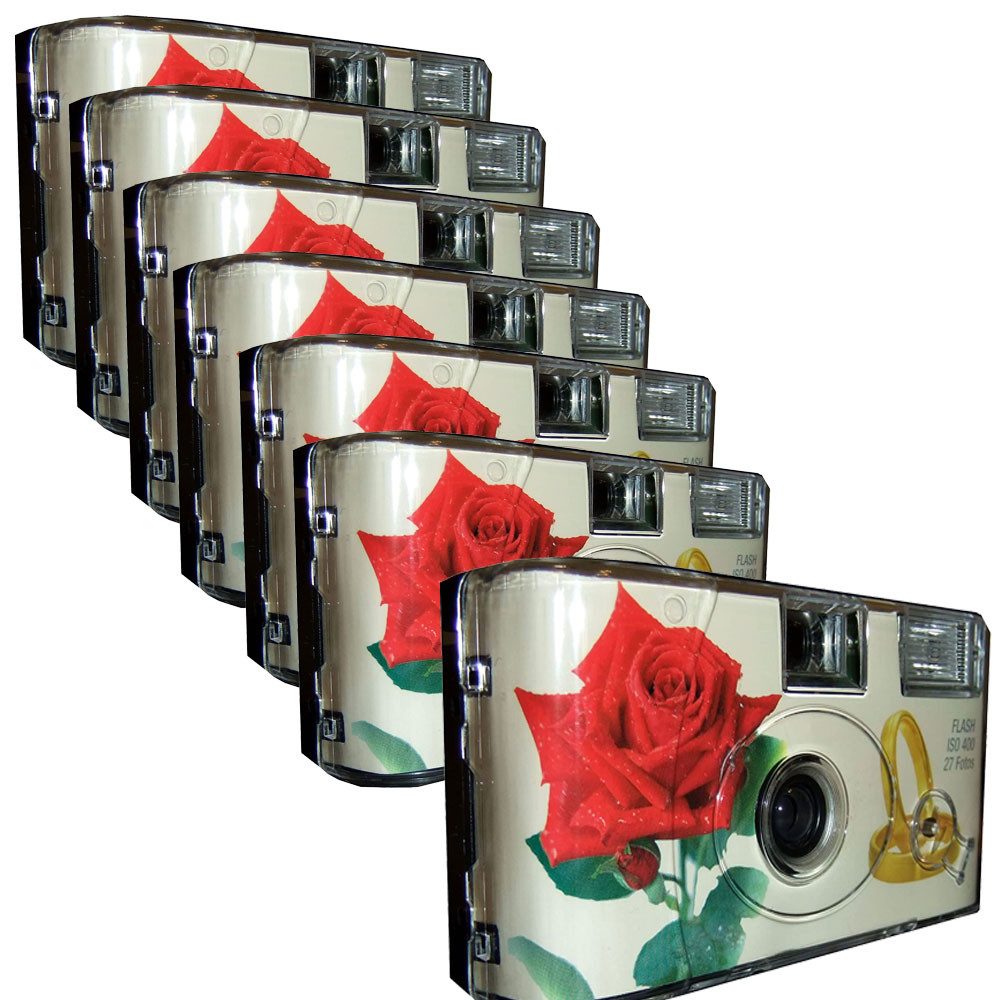 Photo Porst 7 x Sonderposten Einwegkamera Hochzeit Rosen + Ringe MHD 03.2026 Einwegkamera