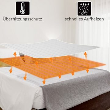 monzana Heizdecke, Wärmeunterbett 150x80cm 3 Stufen 60W weiß Wärmedecke