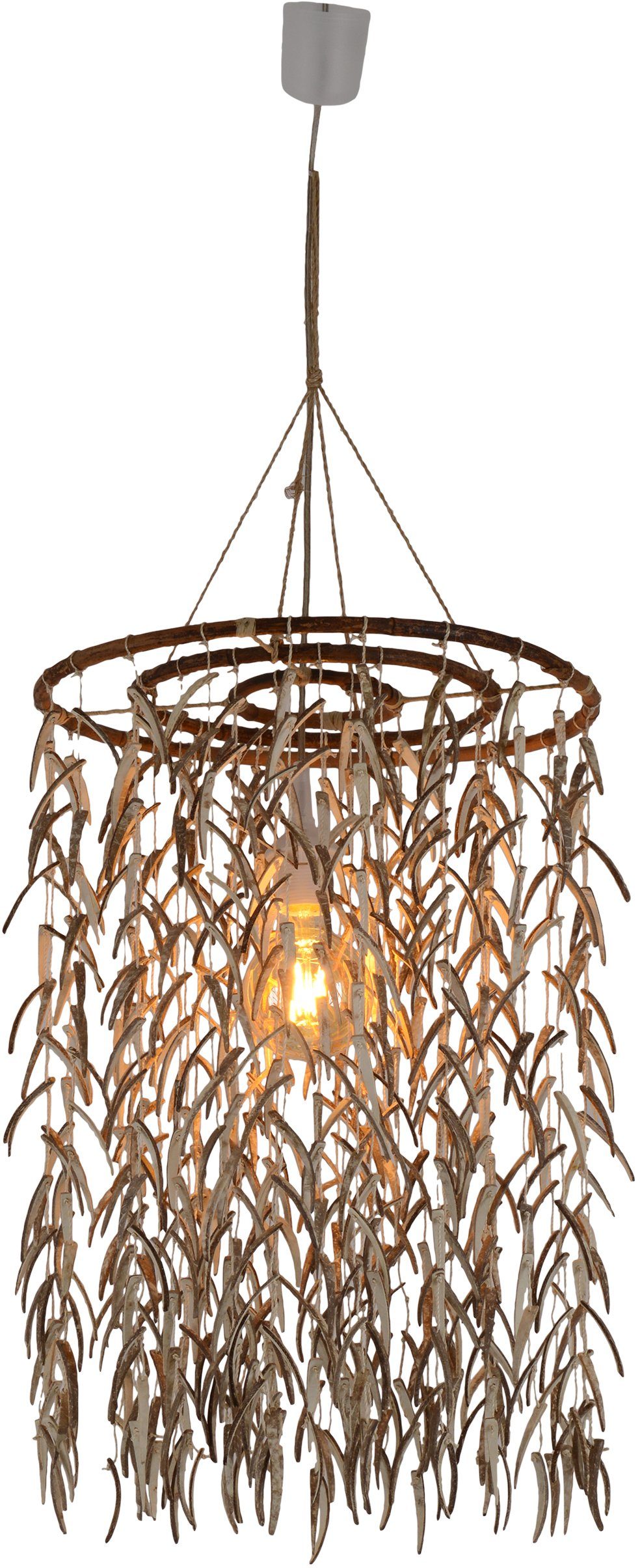 Pendelleuchte max. Rattan; Kokos, d: näve 40cm Leuchtmittel, 40W 1x Material: ohne LED, Kokos, E27