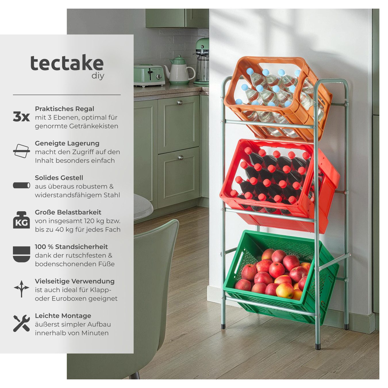 tectake Küchenregal Getränkekistenregal, Set 1-tlg., aus günstig online kaufen