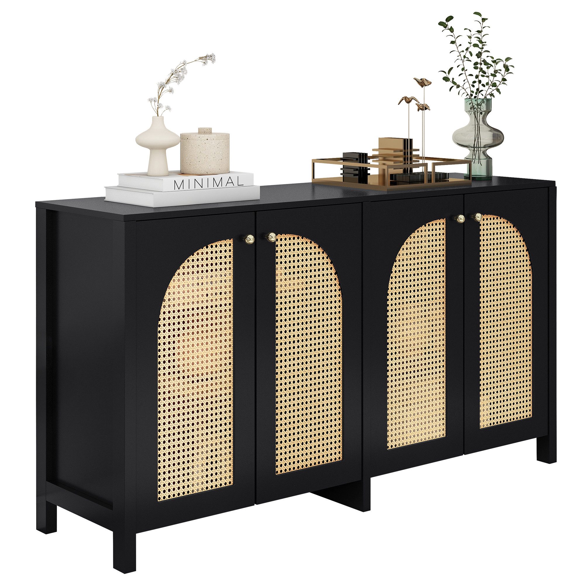 Merax Sideboard, Kommode mit verstellbaren Einlegböden,Anrichte,Rattantüren günstig online kaufen
