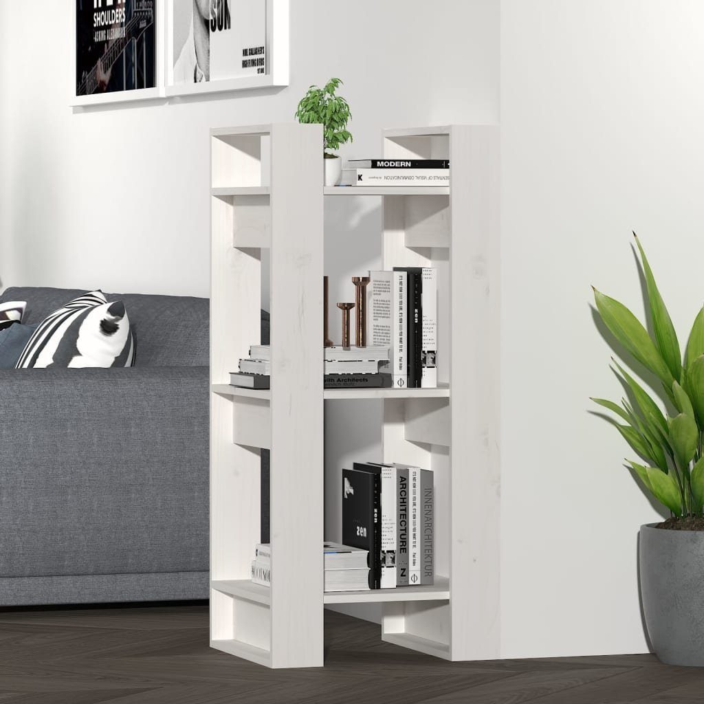 vidaXL Bücherregal Bücherregal/Raumteiler Weiß 41x35x91 cm Massivholz Kiefer, 1-tlg.