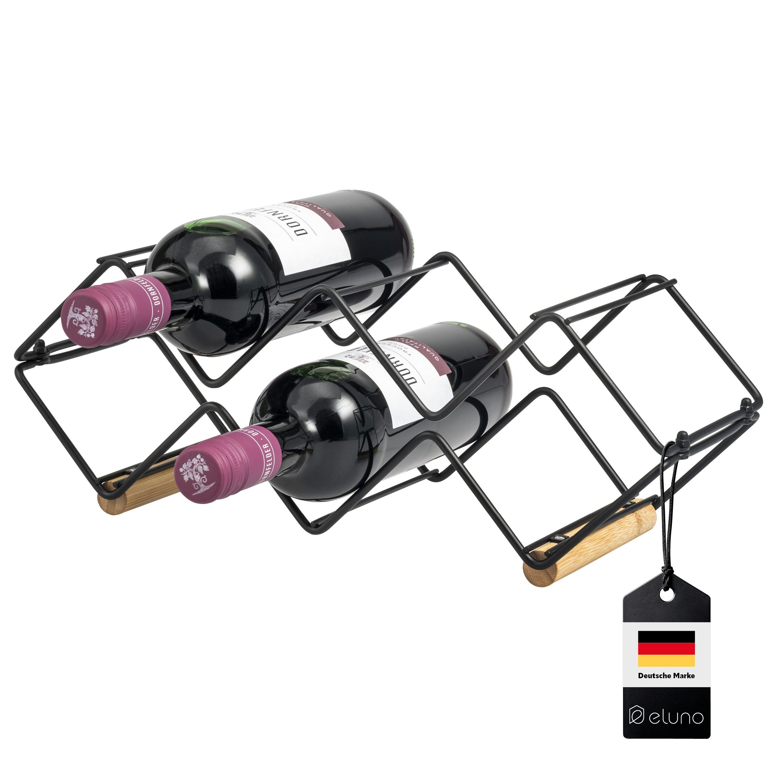 eluno Weinregal Weinregal für 5 Flaschen, aus Metall und Bambus, stapelbar, günstig online kaufen