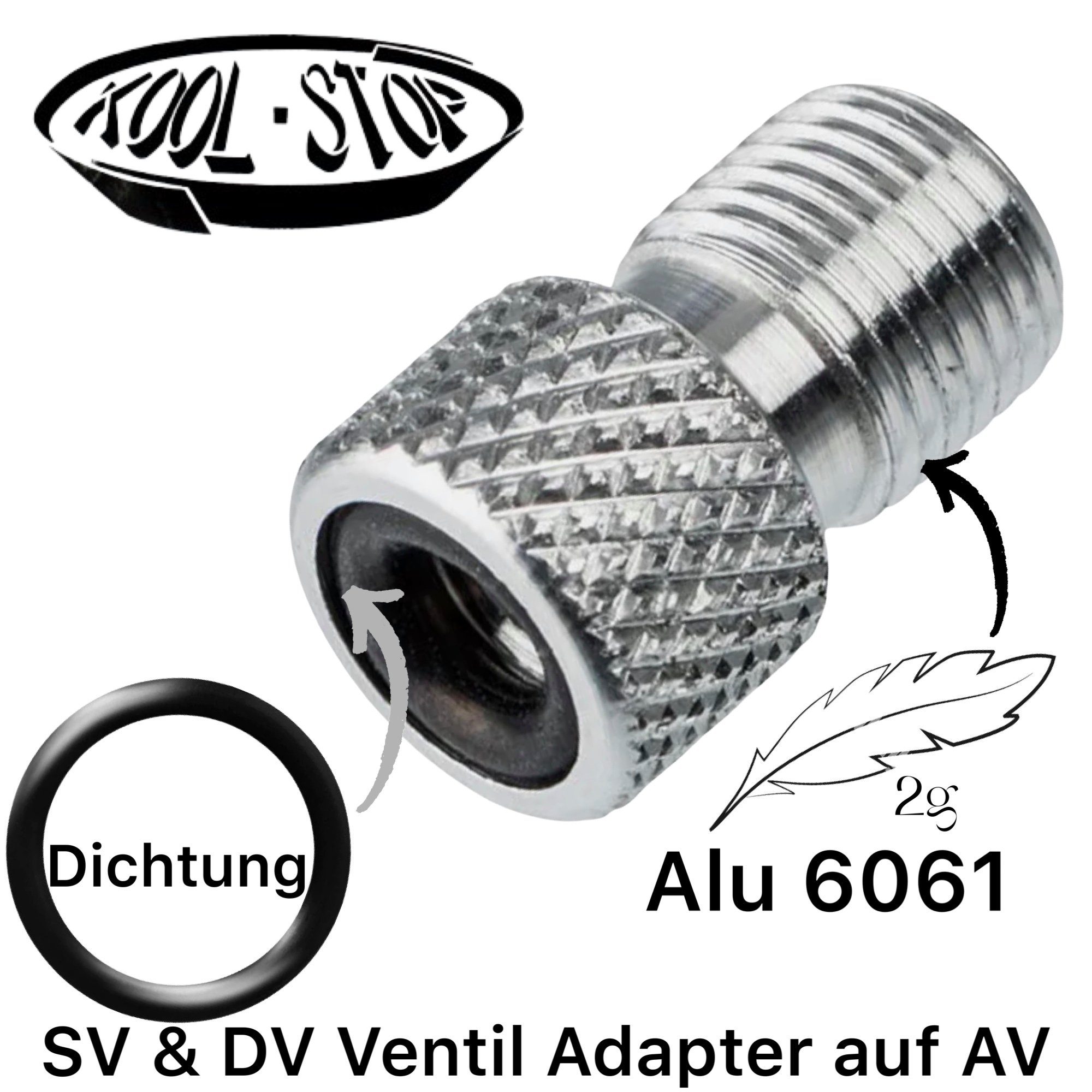 Kool Stop Fahrradschlauch Kool Stop Fahrrad Ventiladapter Französisch SV & DV auf Autoventil
