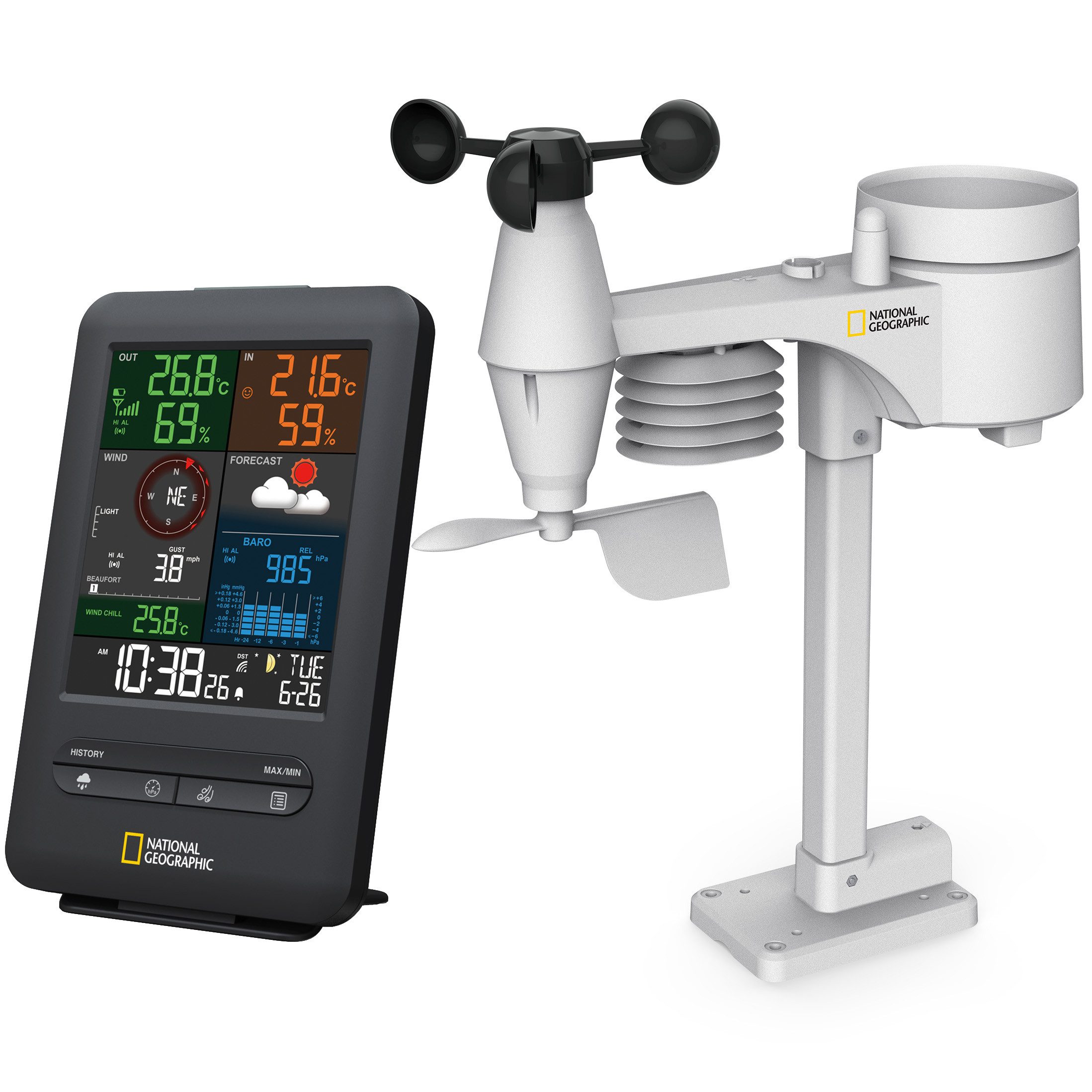 NATIONAL GEOGRAPHIC NATIONAL GEOGRAPHIC Colour-Display-Funk-Wetterstation 5-in-1 Funkwetterstation