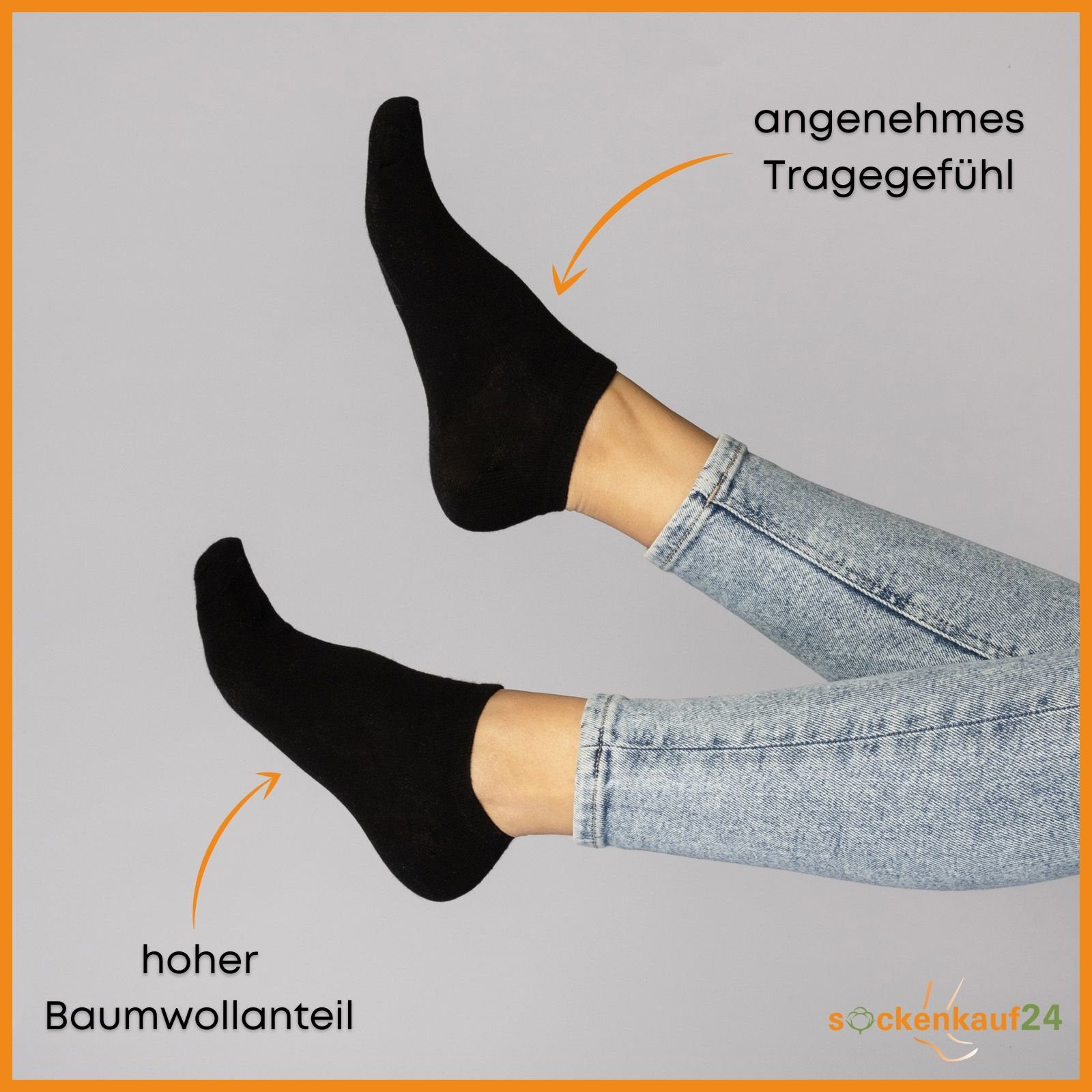 Grau Damen Socken 10-Paar, - 30 Sneaker 39-42) 20, 16900 sockenkauf24 Baumwolle Sneakersocken Paar Herren WP 10, Weiß (Schwarz, Schwarz &