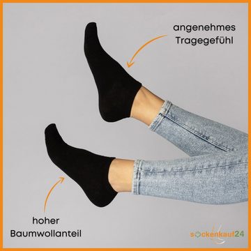 sockenkauf24 Sneakersocken 10, 20, 30 Paar Sneaker Socken Damen & Herren Schwarz Weiß Grau (Schwarz, 10-Paar, 39-42) Baumwolle - 16900 WP