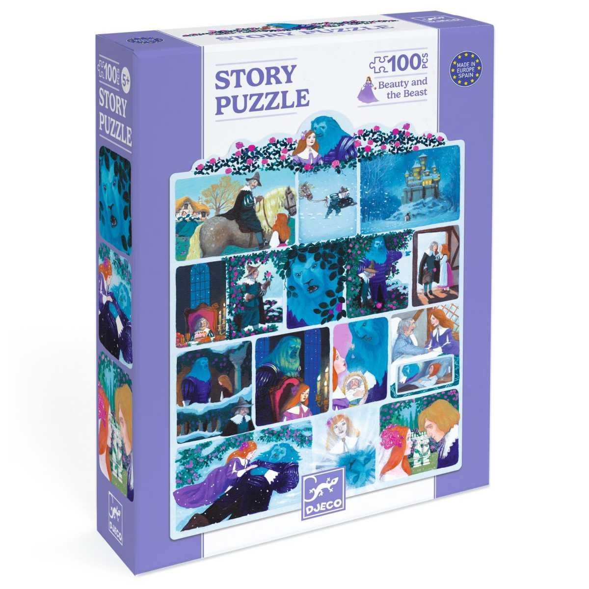 DJECO Puzzle Die Schöne und das Biest -100 Teile Kinderpuzzle für Kinder, 100 Puzzleteile, Kinderpuzzle