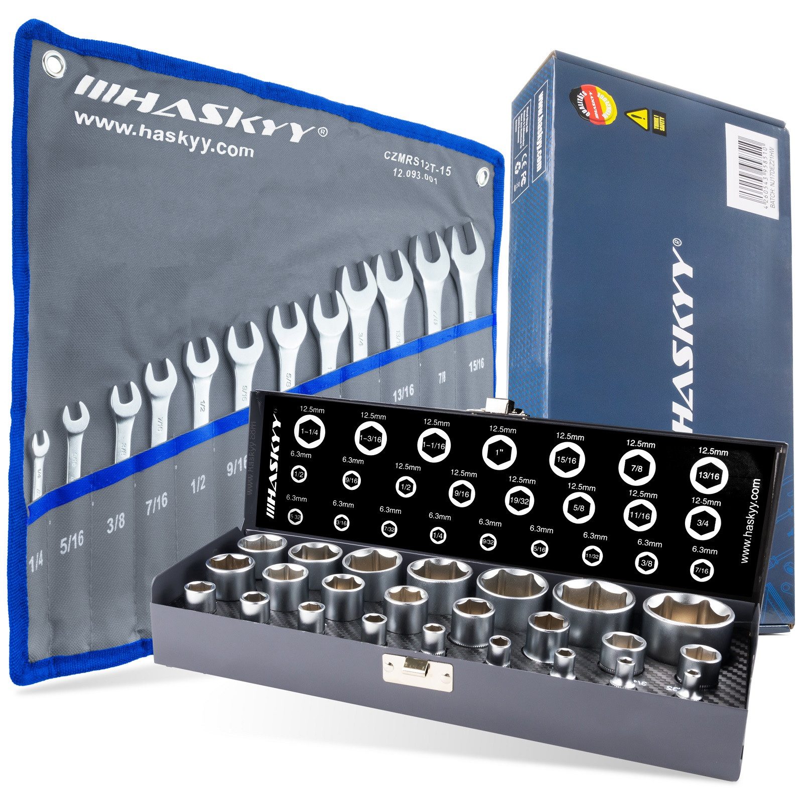 Steckschlüssel Zoll Stecknüsse + Zoll Maul Ring Schlüssel Set